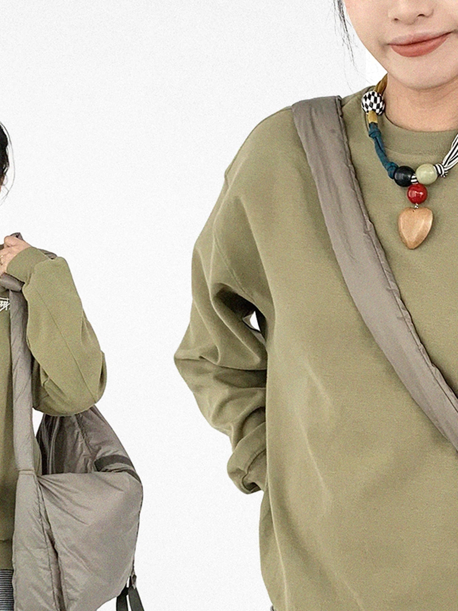 Cotton Elastic Sleeve Round Neck Embroidered Logo Sweatshirt