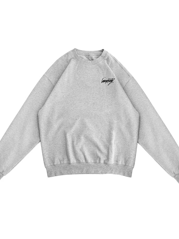 Cotton Elastic Sleeve Round Neck Embroidered Logo Sweatshirt