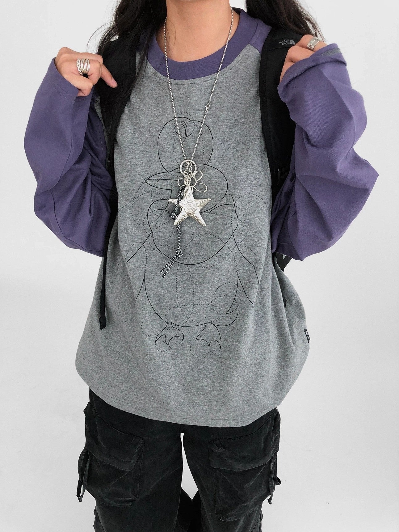 innomoood Cotton Printed Casual Loose Fit Unisex Cartoon Animal Long Sleeve T-Shirt