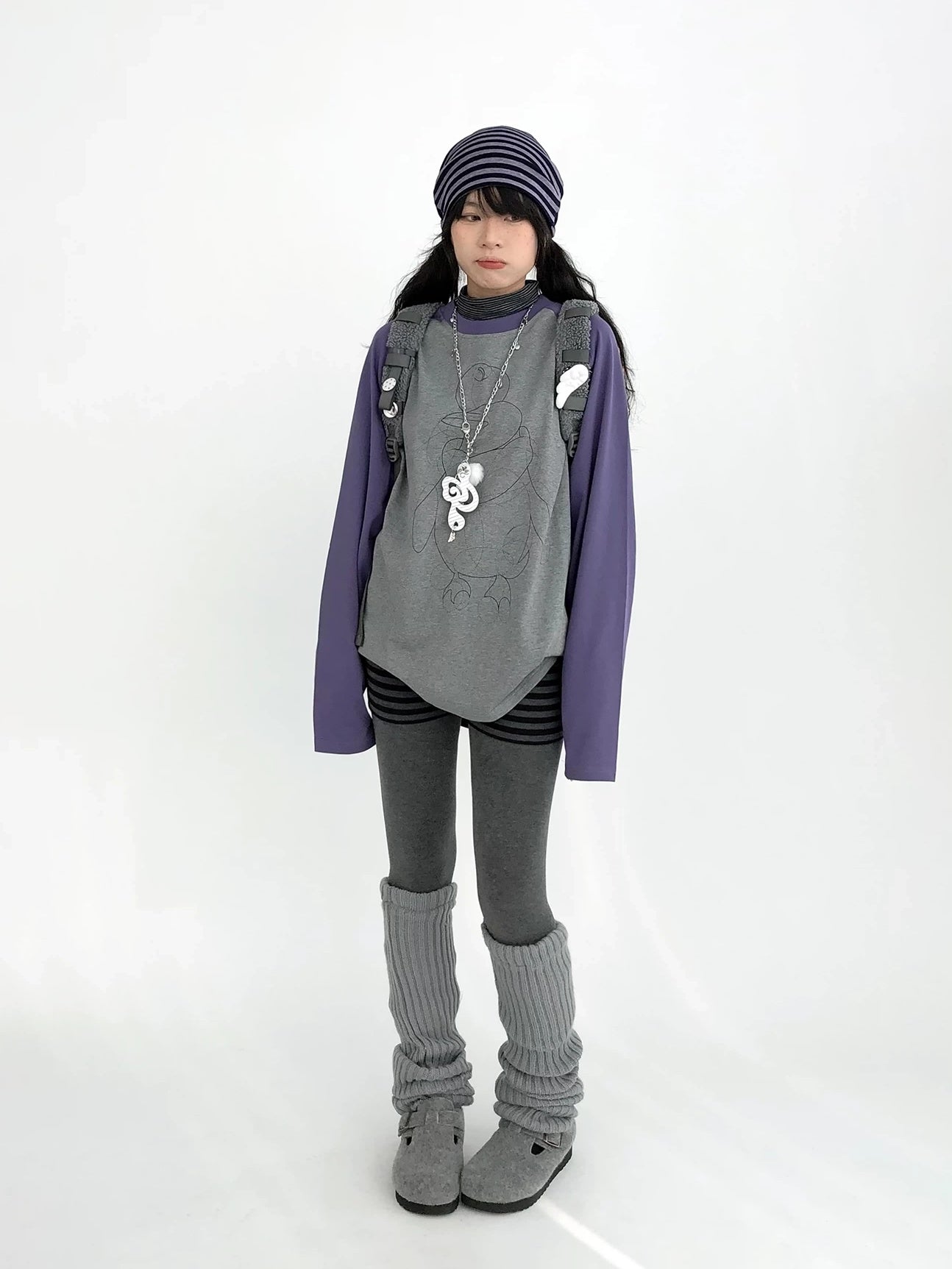 innomoood Cotton Printed Casual Loose Fit Unisex Cartoon Animal Long Sleeve T-Shirt