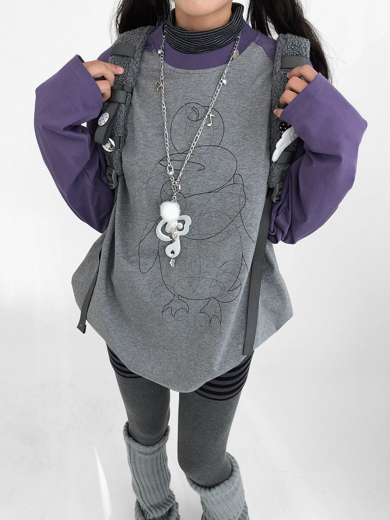 innomoood Cotton Printed Casual Loose Fit Unisex Cartoon Animal Long Sleeve T-Shirt