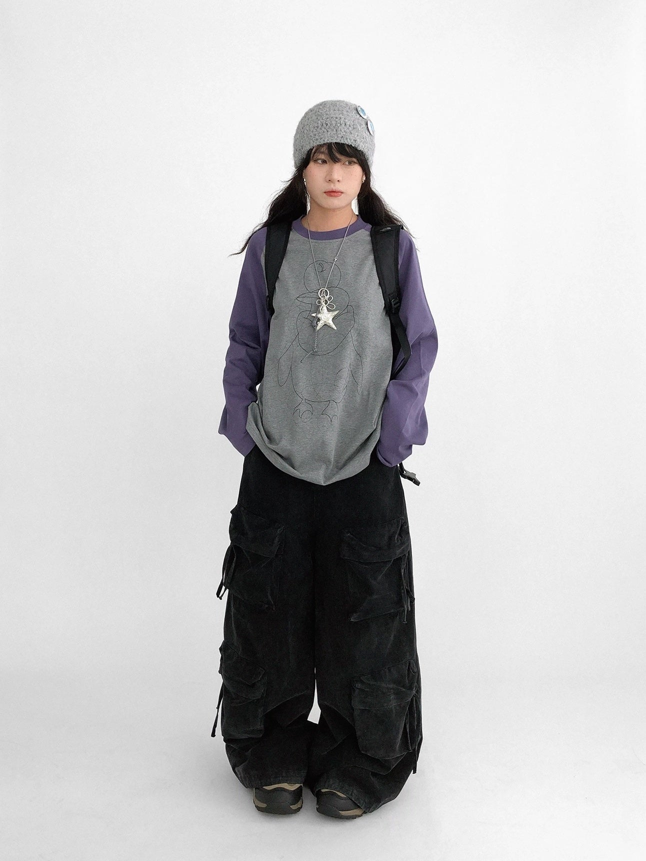 innomoood Cotton Printed Casual Loose Fit Unisex Cartoon Animal Long Sleeve T-Shirt