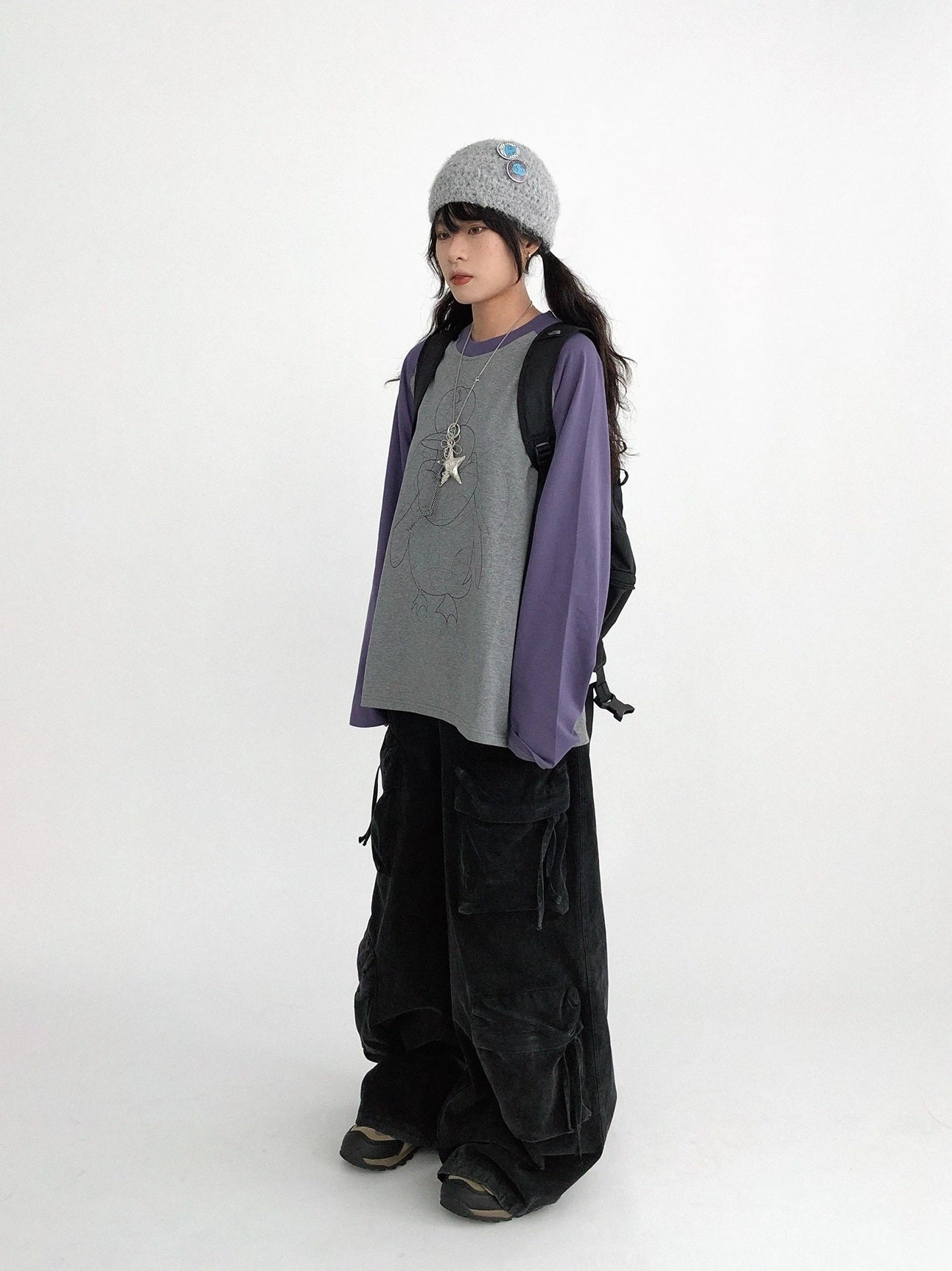 innomoood Cotton Printed Casual Loose Fit Unisex Cartoon Animal Long Sleeve T-Shirt