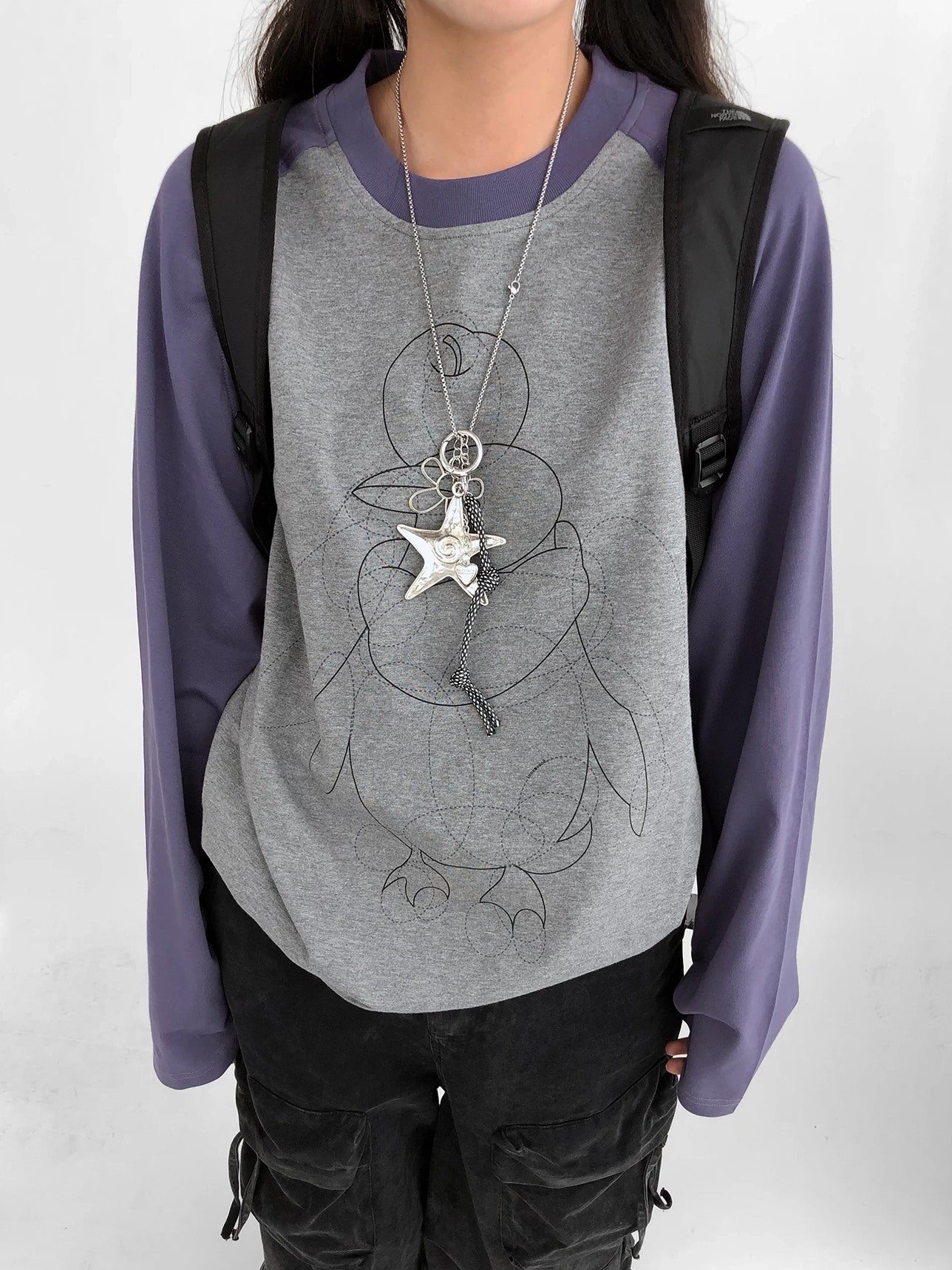 innomoood Cotton Printed Casual Loose Fit Unisex Cartoon Animal Long Sleeve T-Shirt