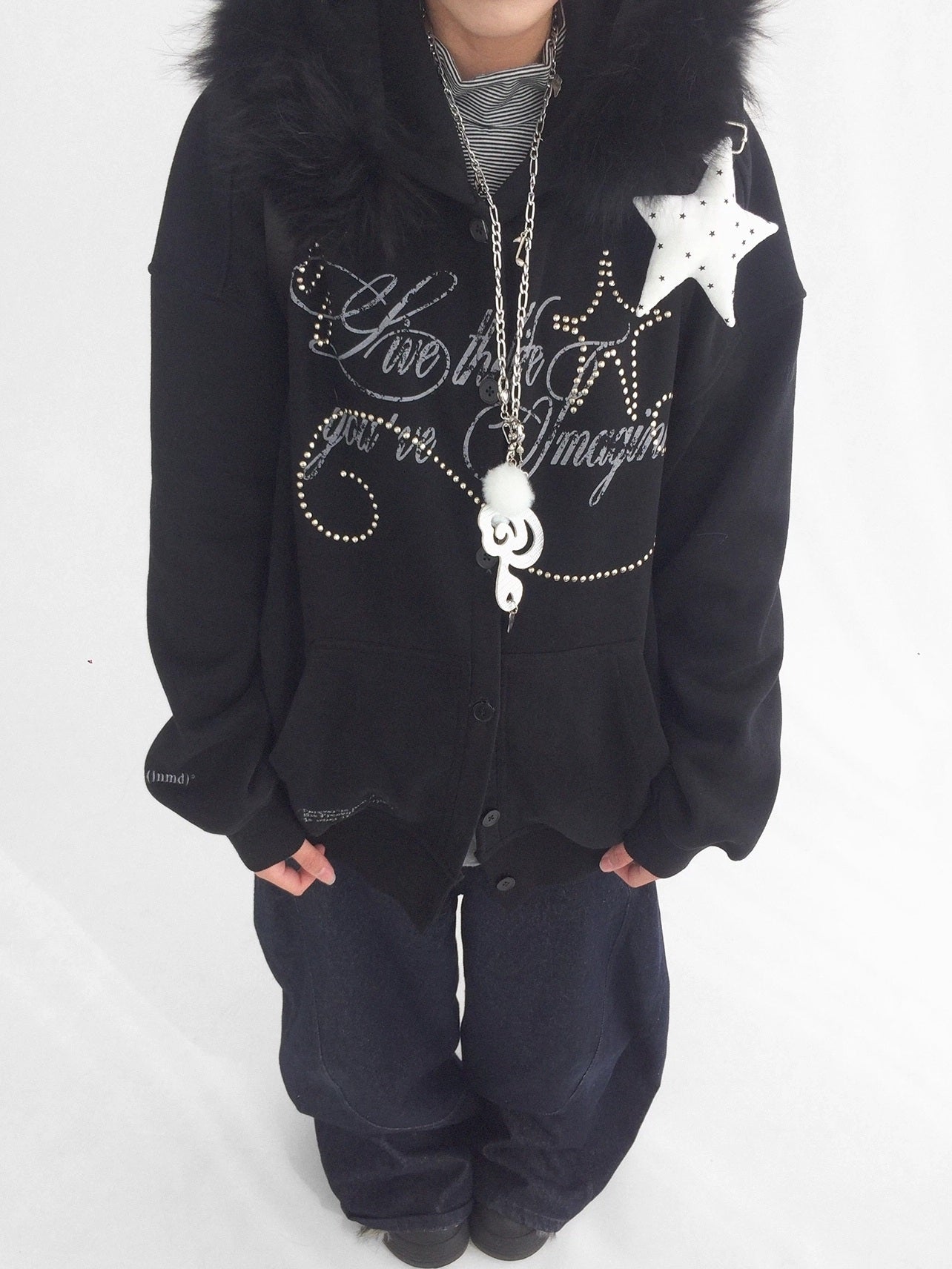 innomoood Cozy Loose Fit Hooded Cardigan Commuter Women Long Sleeve Button Hoodies