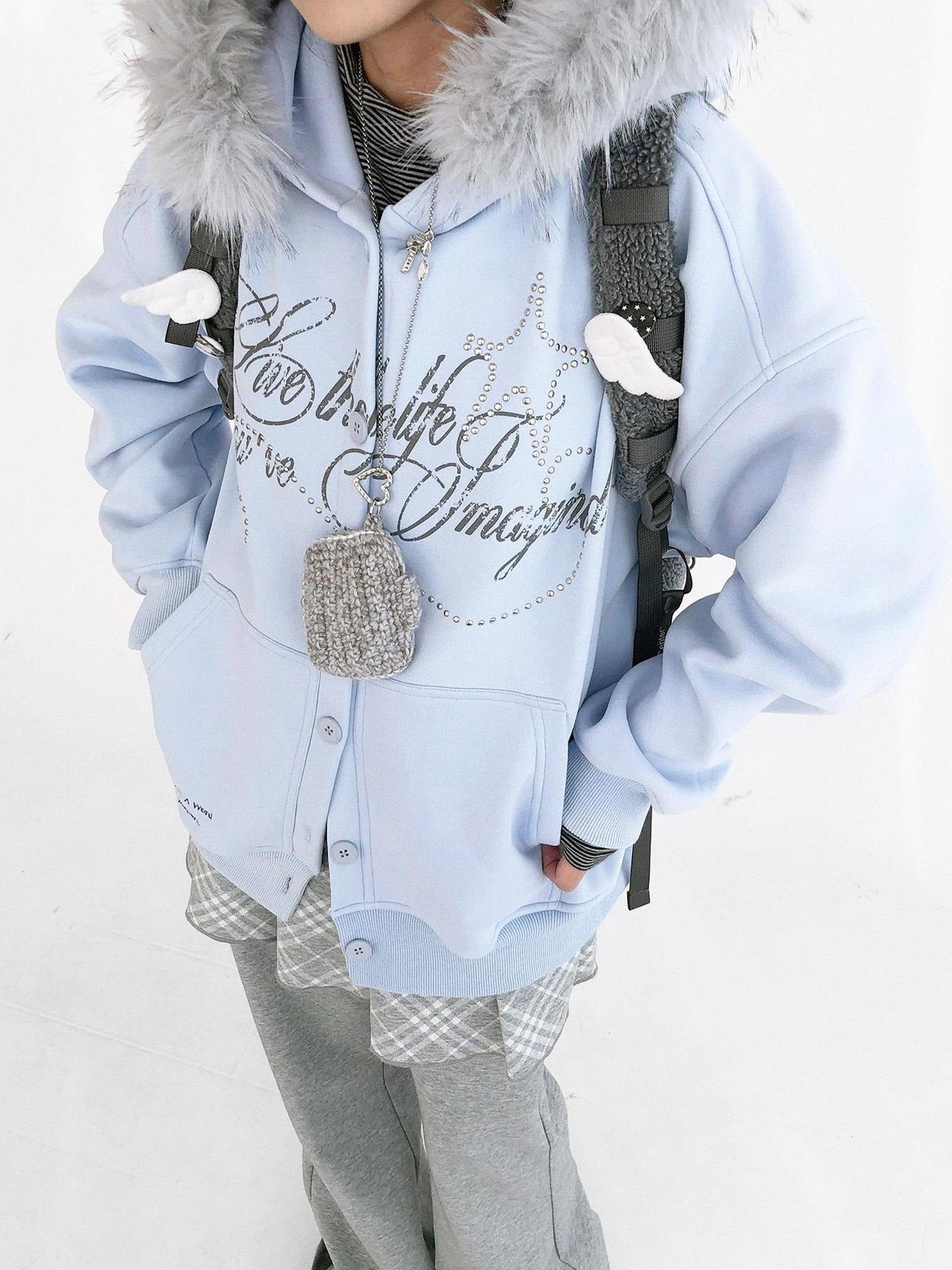 innomoood Cozy Loose Fit Hooded Cardigan Commuter Women Long Sleeve Button Hoodies