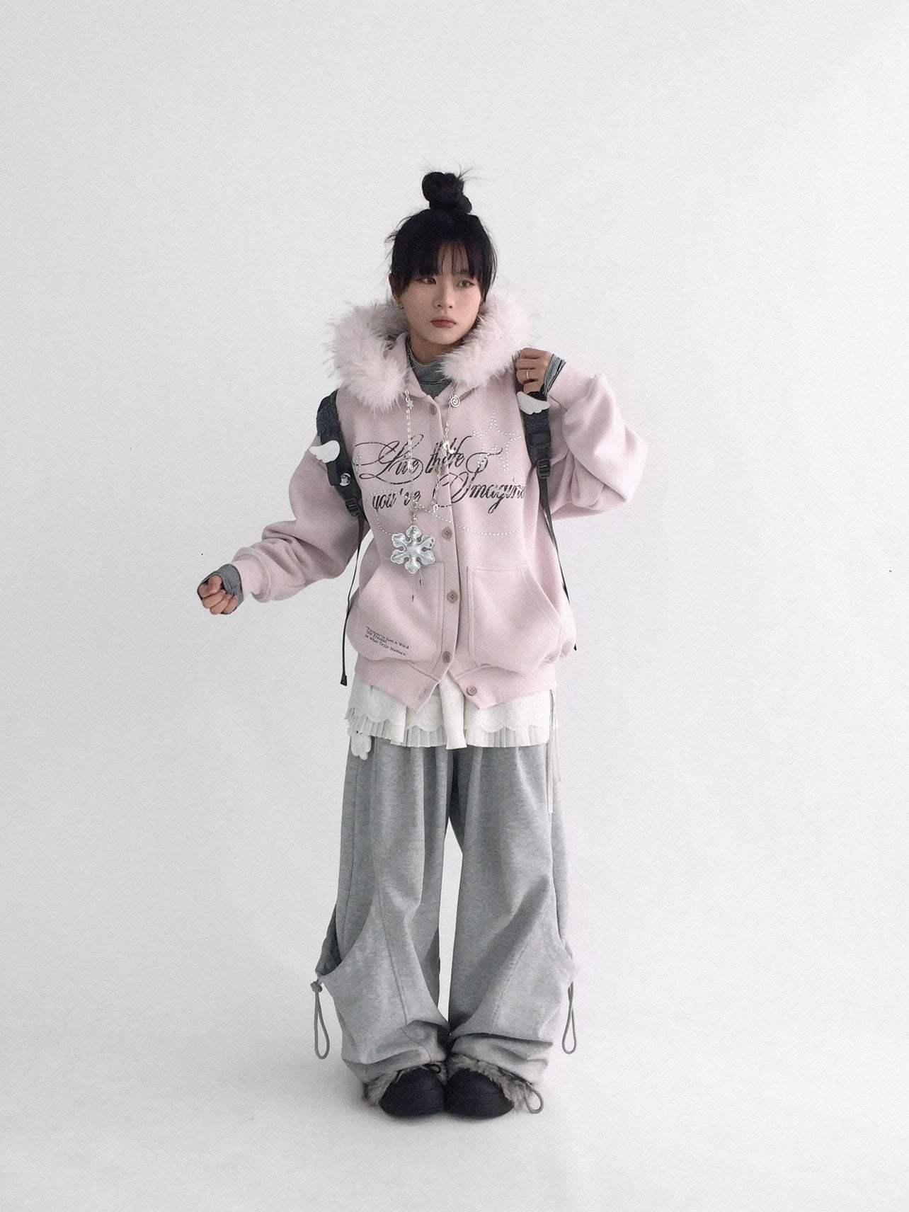 innomoood Cozy Loose Fit Hooded Cardigan Commuter Women Long Sleeve Button Hoodies