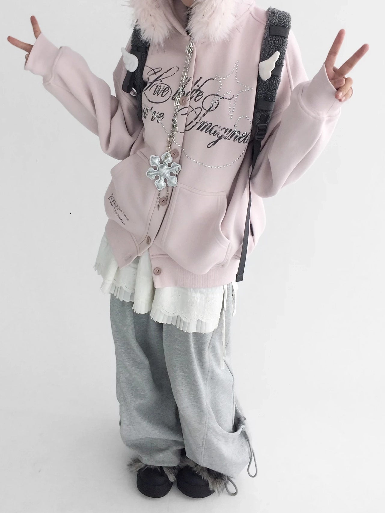 innomoood Cozy Loose Fit Hooded Cardigan Commuter Women Long Sleeve Button Hoodies