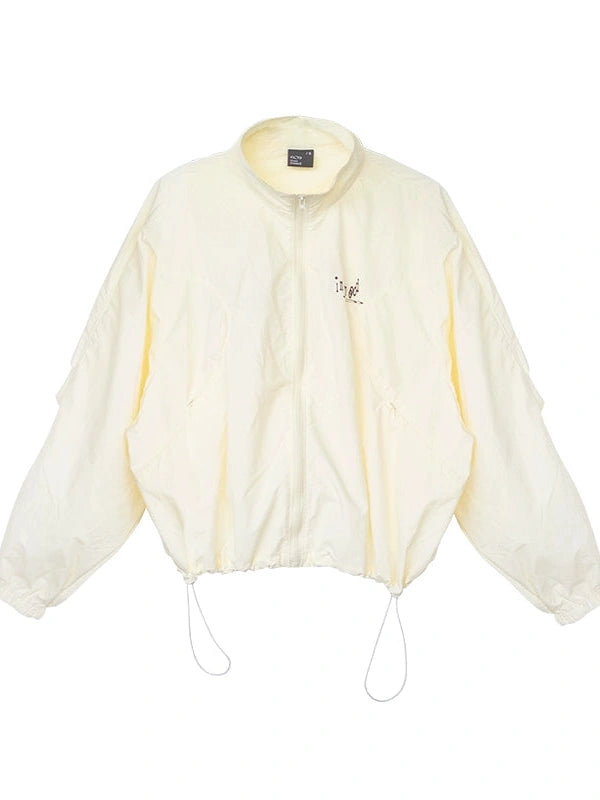 Creamy Yellow Arc Seam Nylon Sun Protective Oversized Jacket