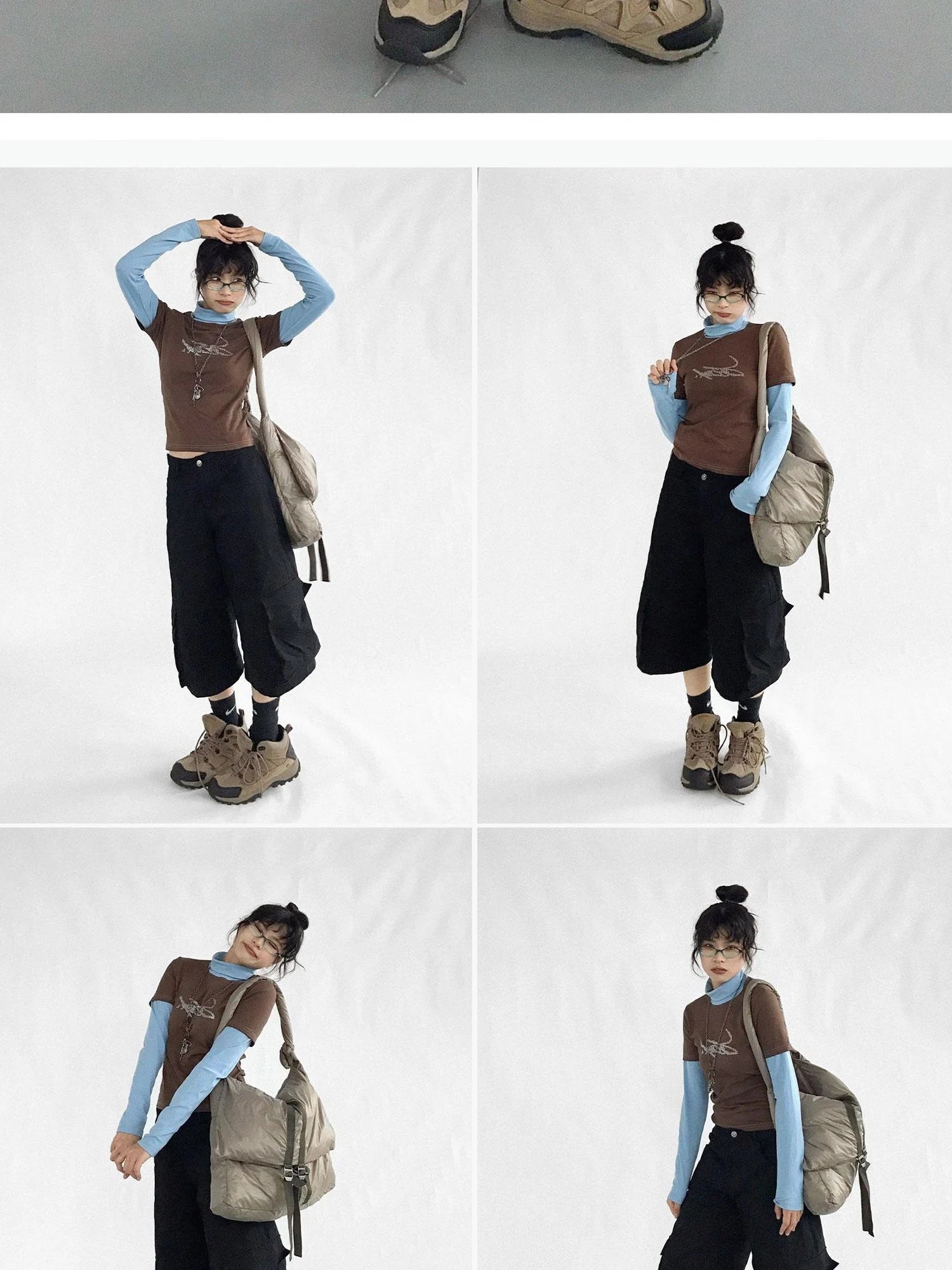 Crystal Rhinestone Color Block High Neck Tee