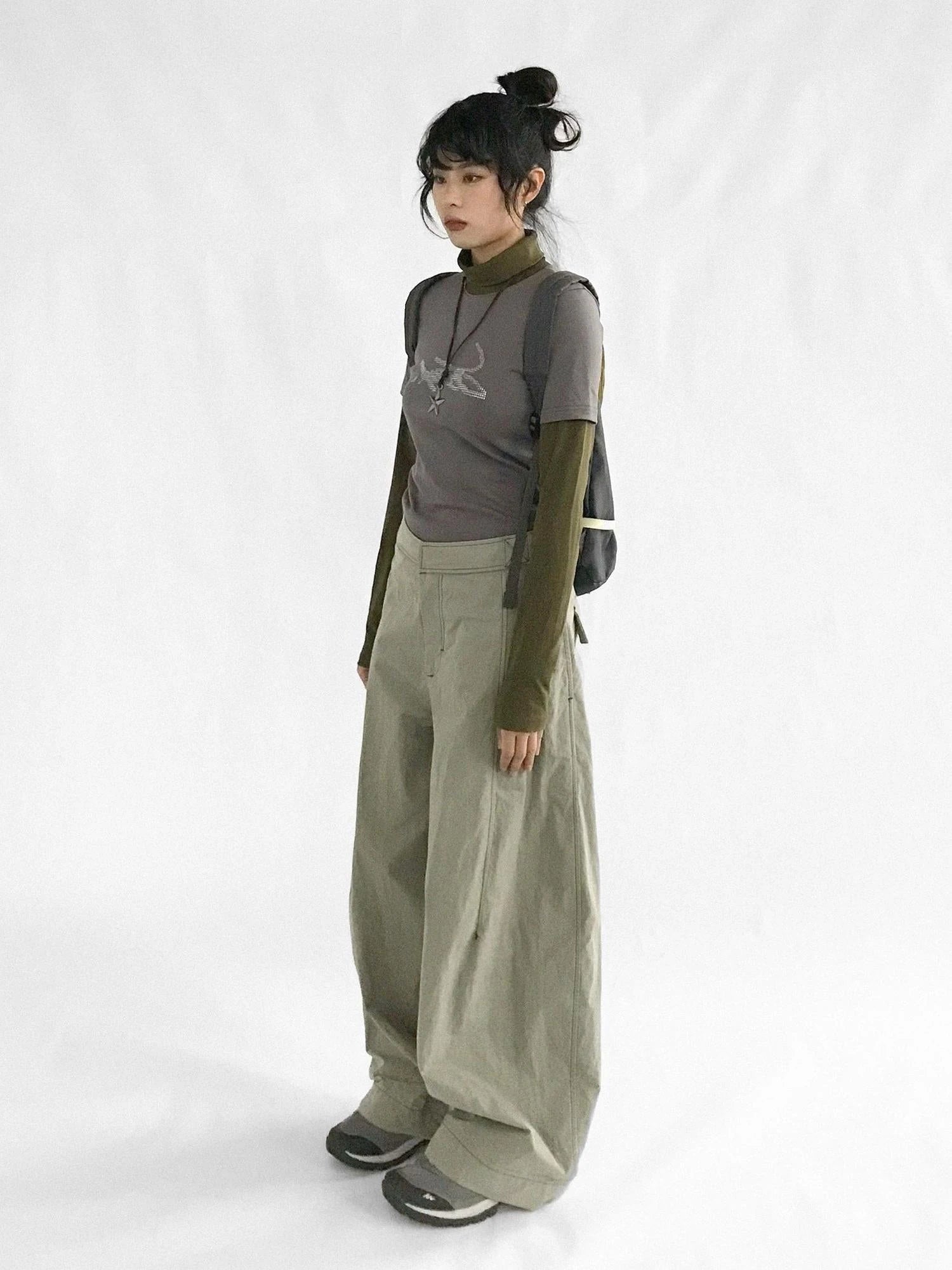 Crystal Rhinestone Color Block High Neck Tee