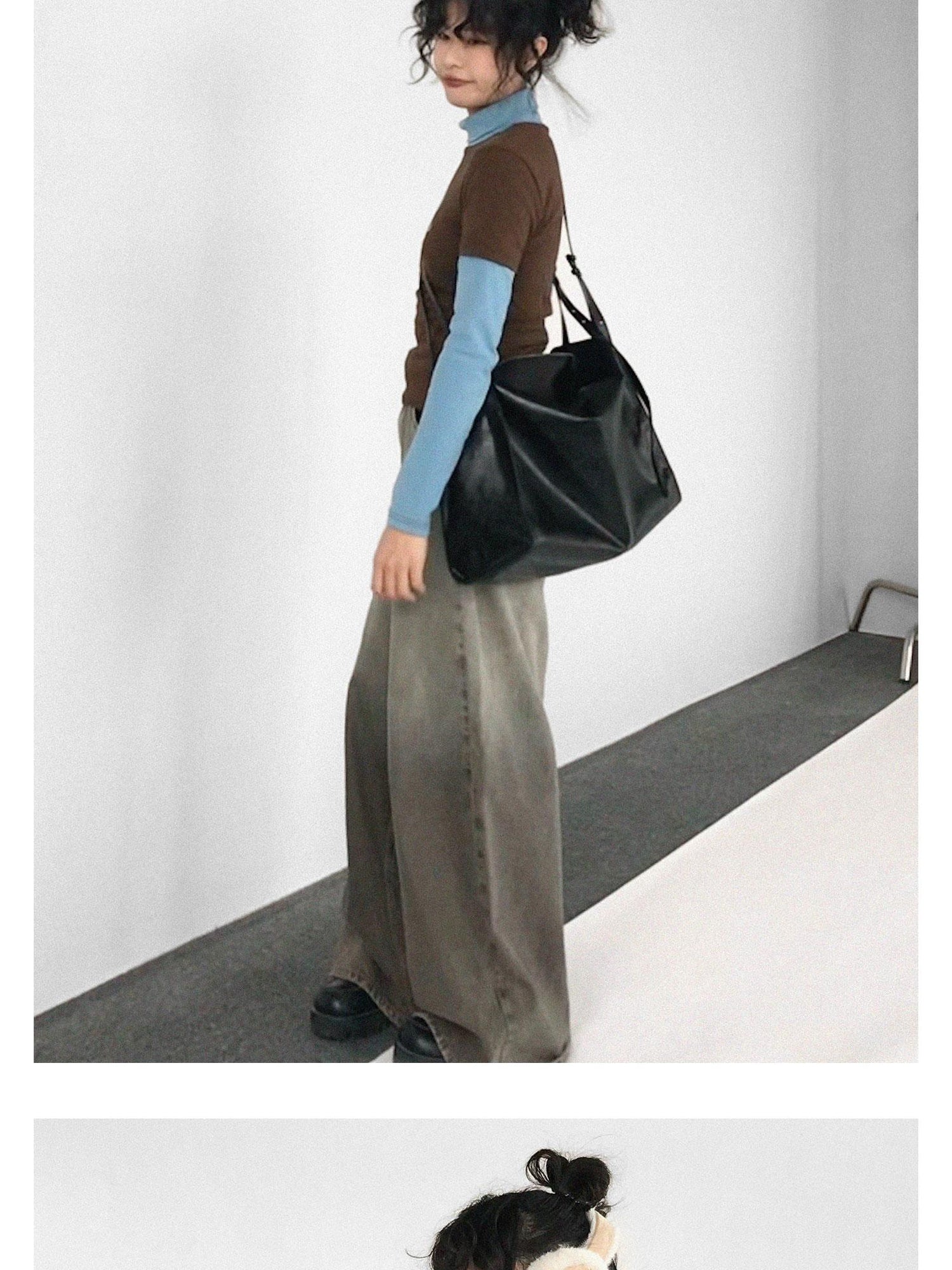 innomoood Crystal Rhinestone Color Block High Neck Tee