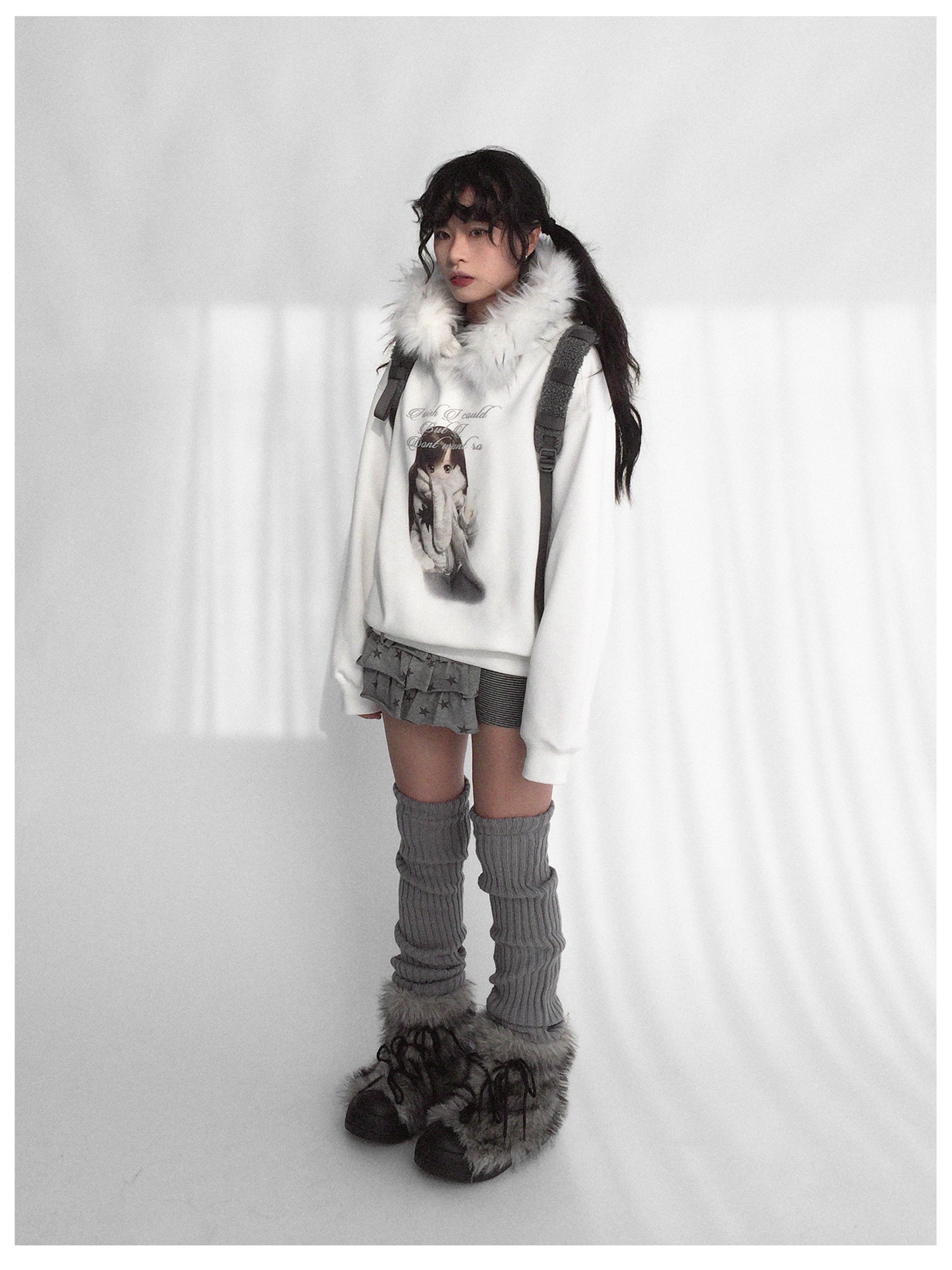 innomoood Detachable Fur Hoodie Fleece Lined Sweatshirt