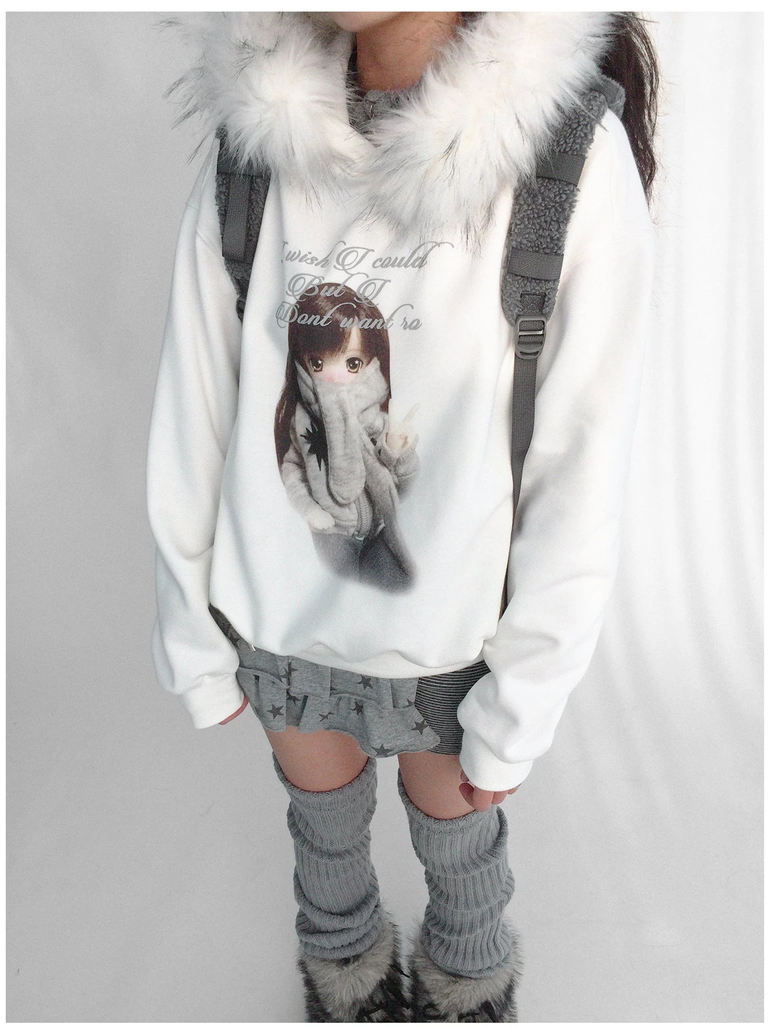 Detachable Fur Hoodie Fleece Lined Sweatshirt