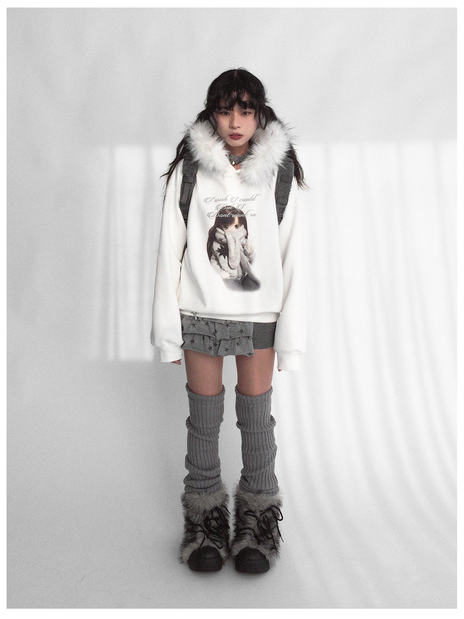 innomoood Detachable Fur Hoodie Fleece Lined Sweatshirt