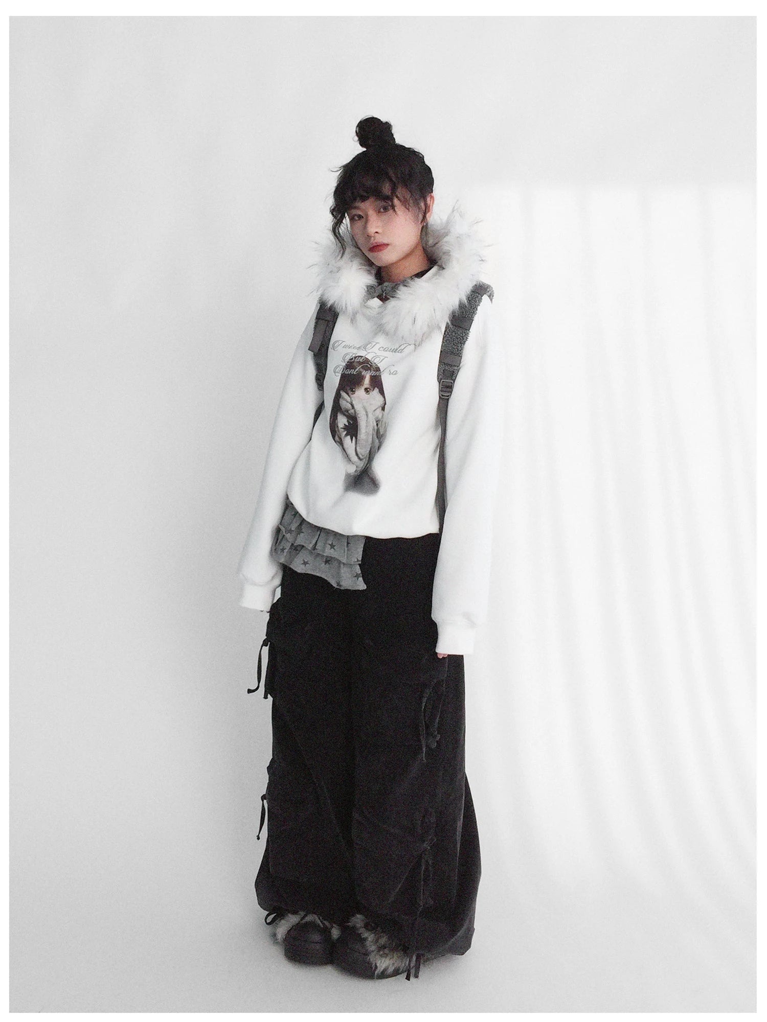 Detachable Fur Hoodie Fleece Lined Sweatshirt