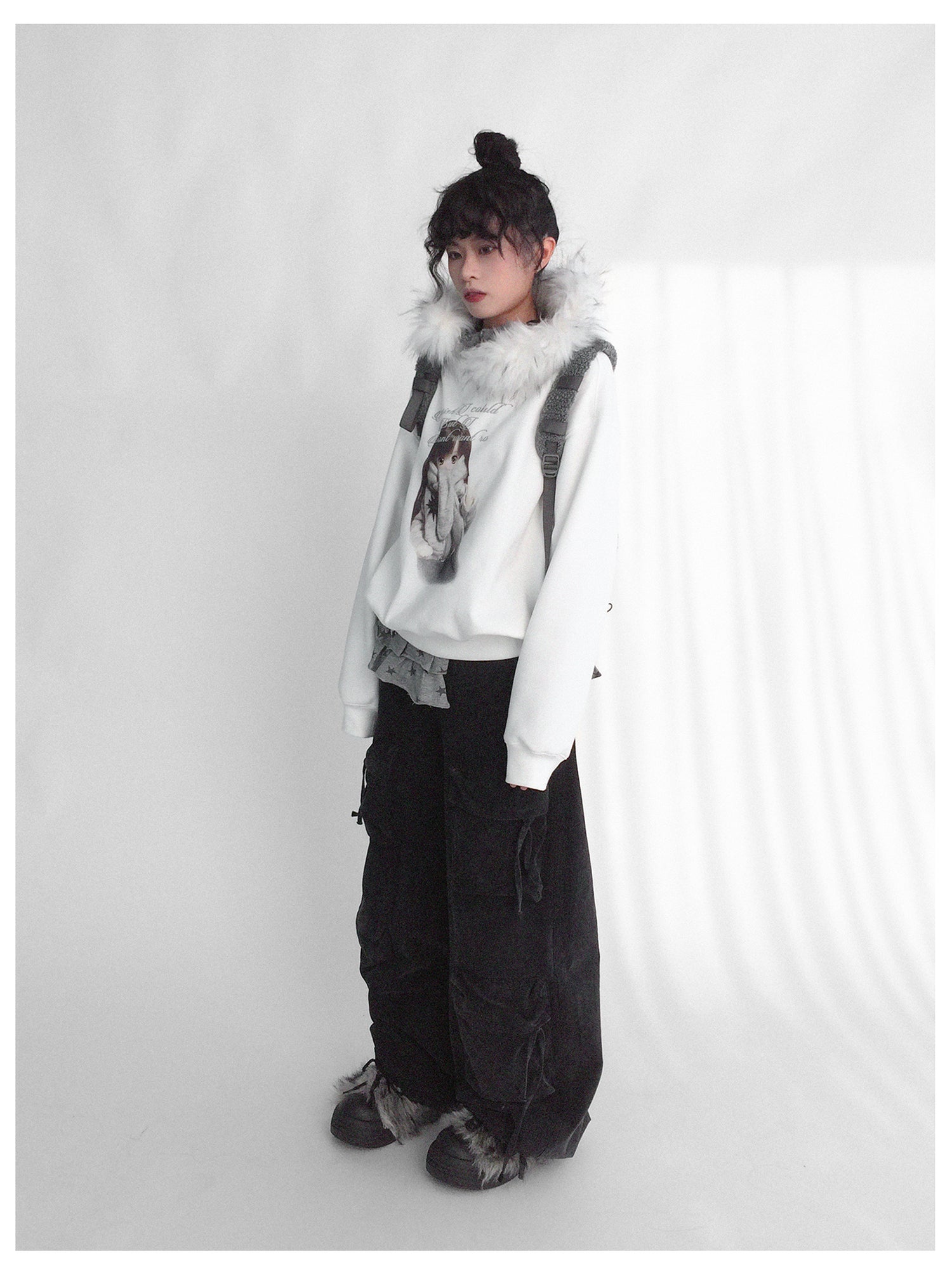 innomoood Detachable Fur Hoodie Fleece Lined Sweatshirt