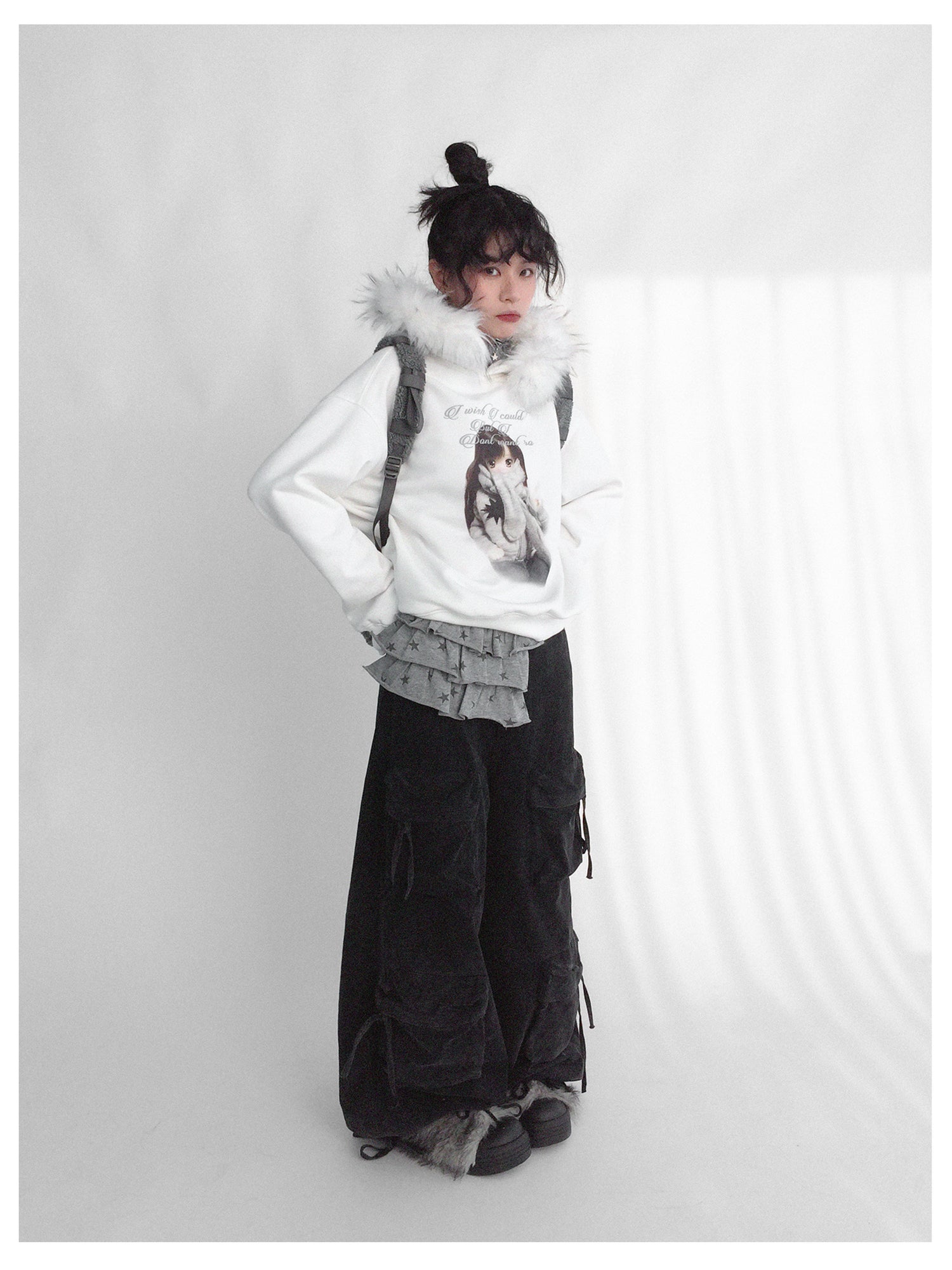 innomoood Detachable Fur Hoodie Fleece Lined Sweatshirt