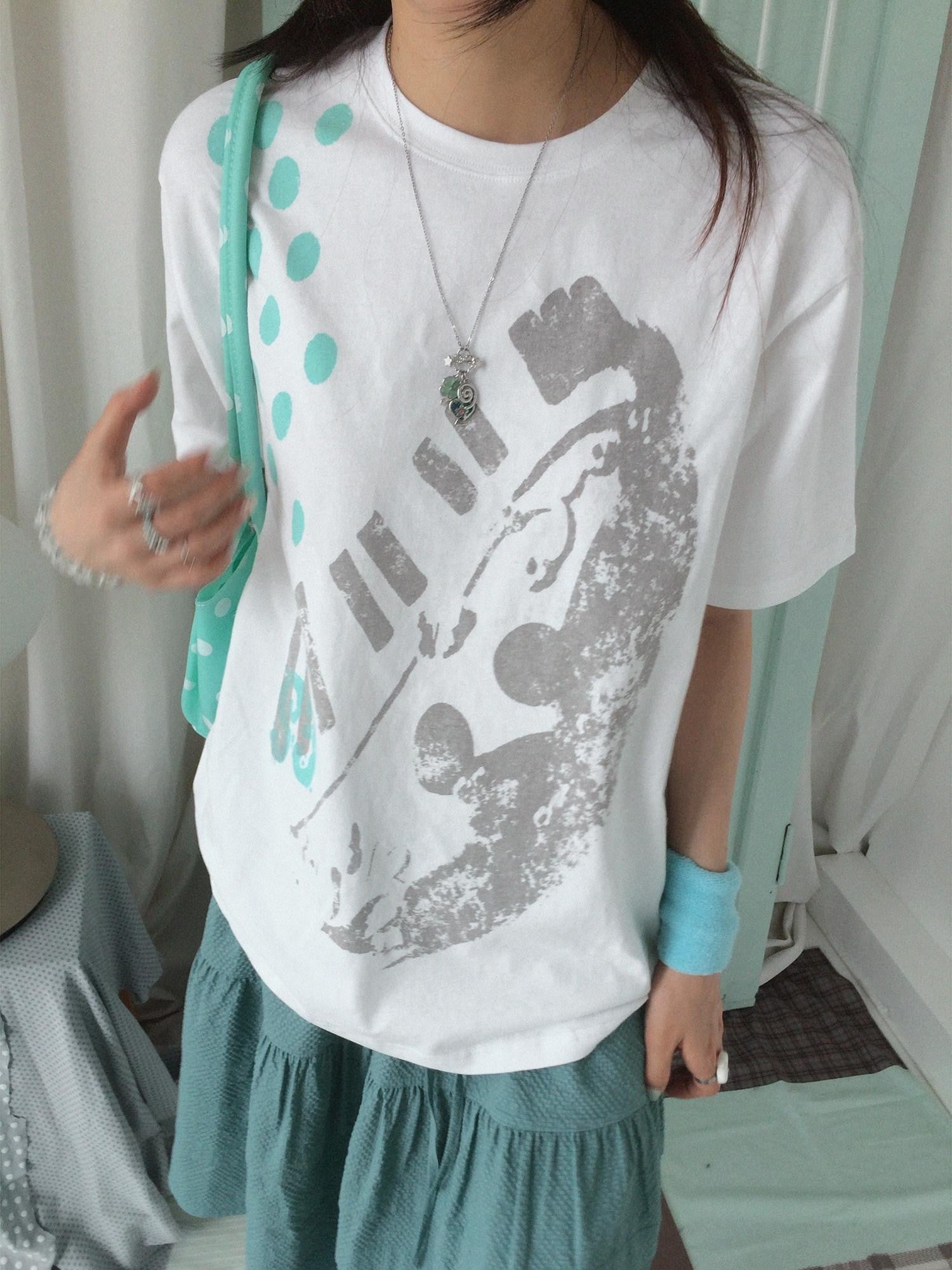 innomoood Distressed Print Colorblock Polka Dot Women&
