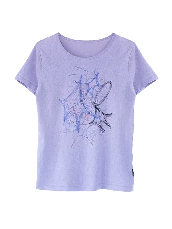 Doodle Line Graphic Tee And Long Sleeve Two Piece Set