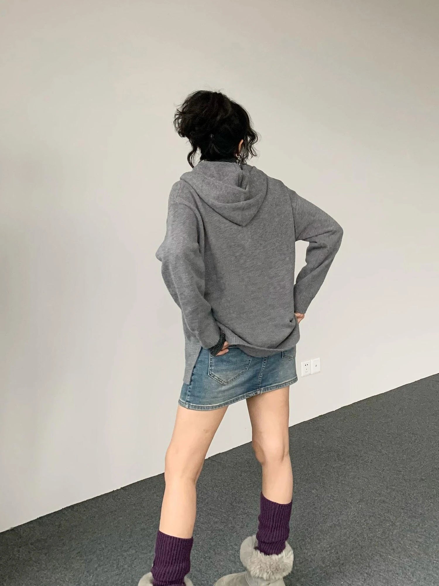 Double Star Orbit Hooded Sweater V-neck T-shirt Long Sleeve