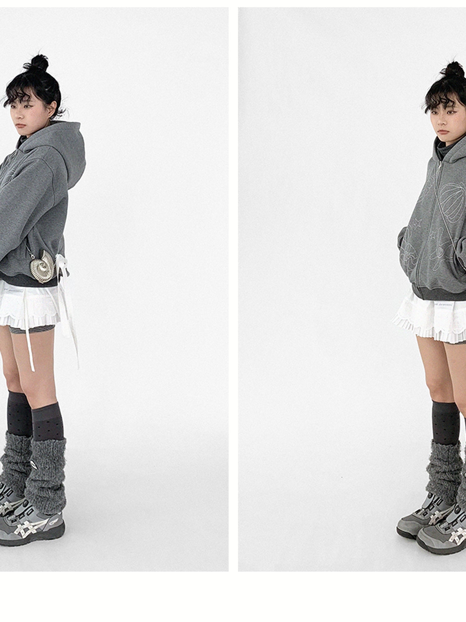 innomoood Embroidery Hooded Cardigan Short Jacket