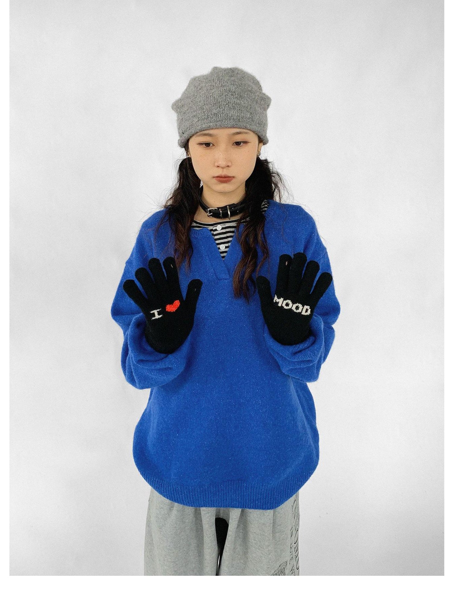 innomoood Emotional Touchscreen Wool Gloves With Heart Pattern