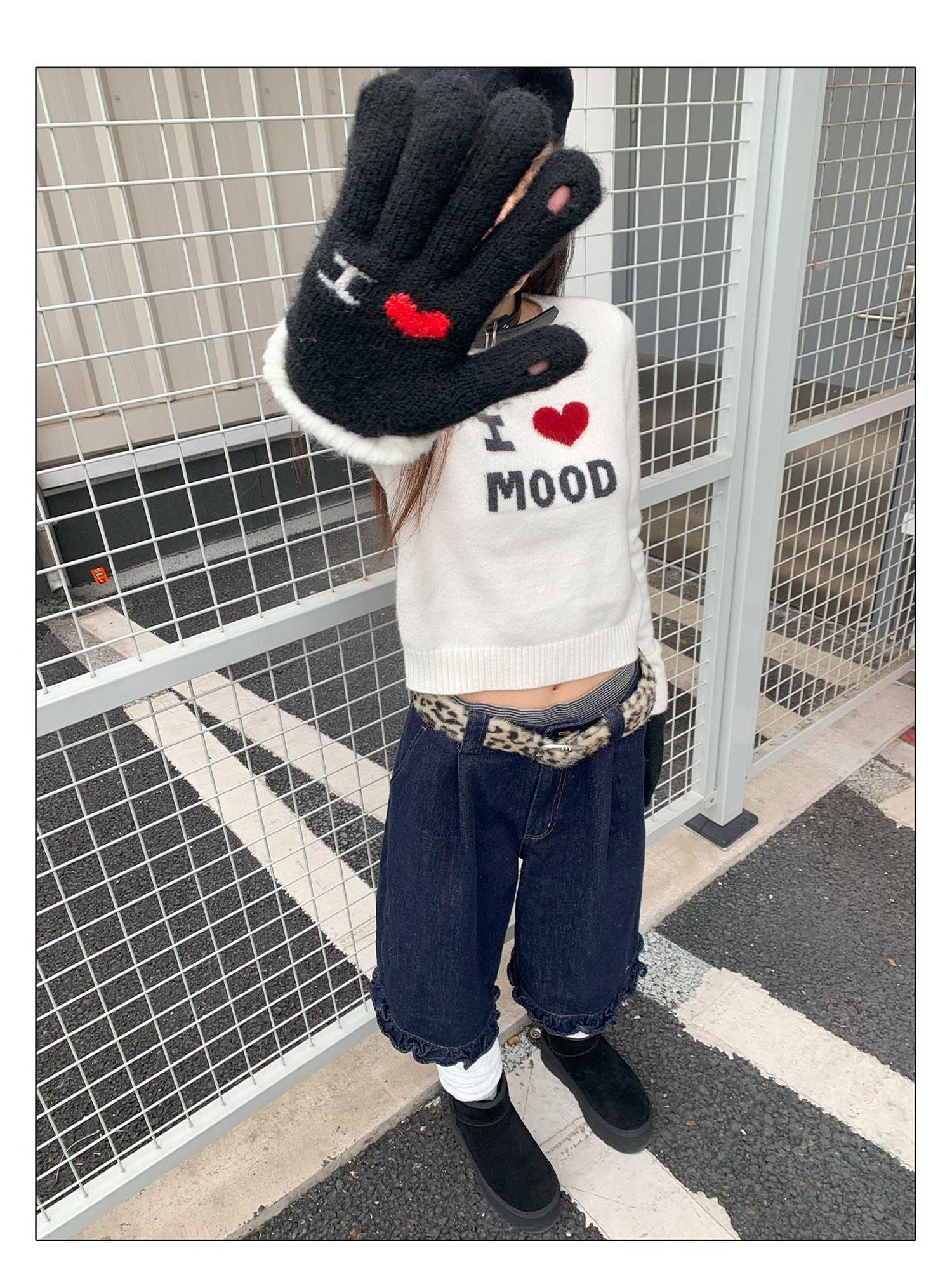 innomoood Emotional Touchscreen Wool Gloves With Heart Pattern