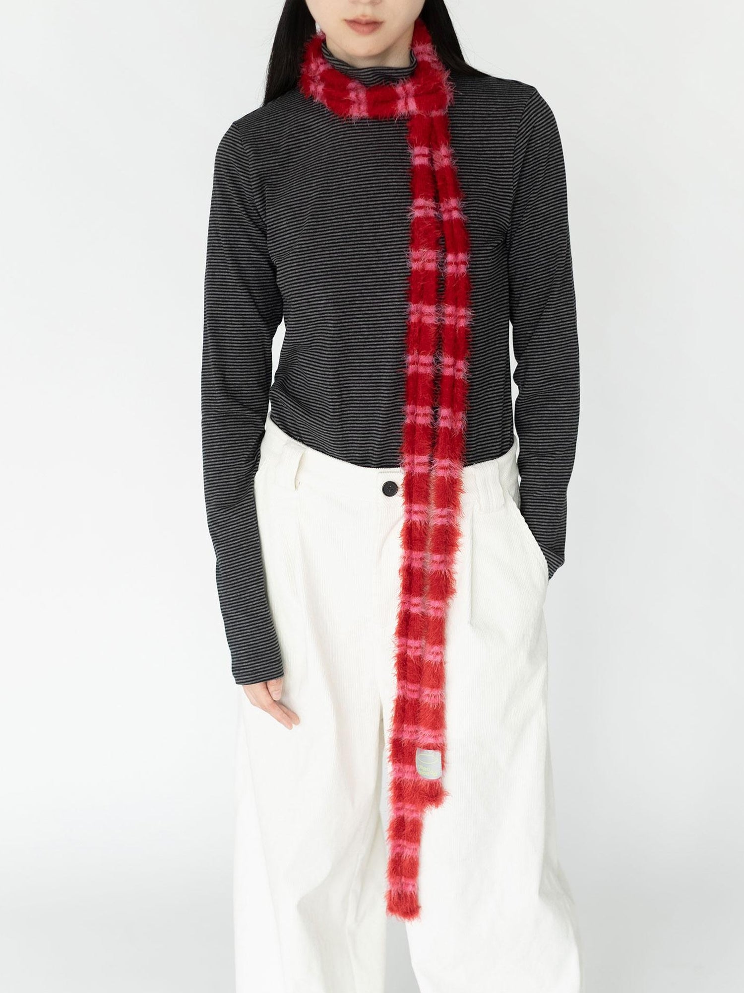 innomoood Feather Light Textured Scarf In Striped Colorblock