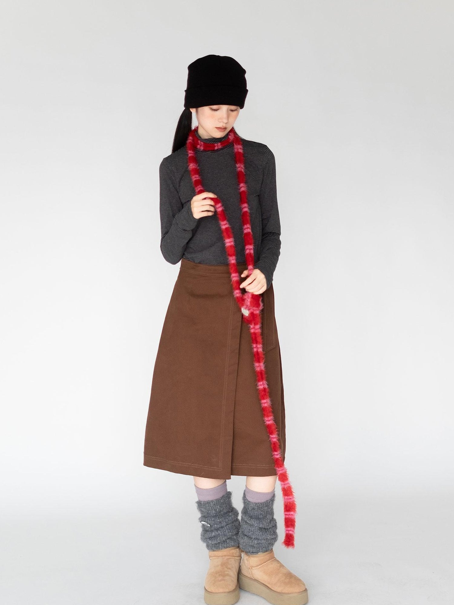 innomoood Feather Light Textured Scarf In Striped Colorblock