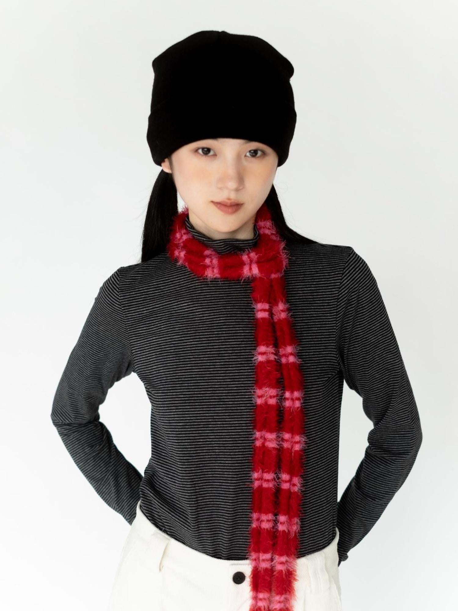 innomoood Feather Light Textured Scarf In Striped Colorblock