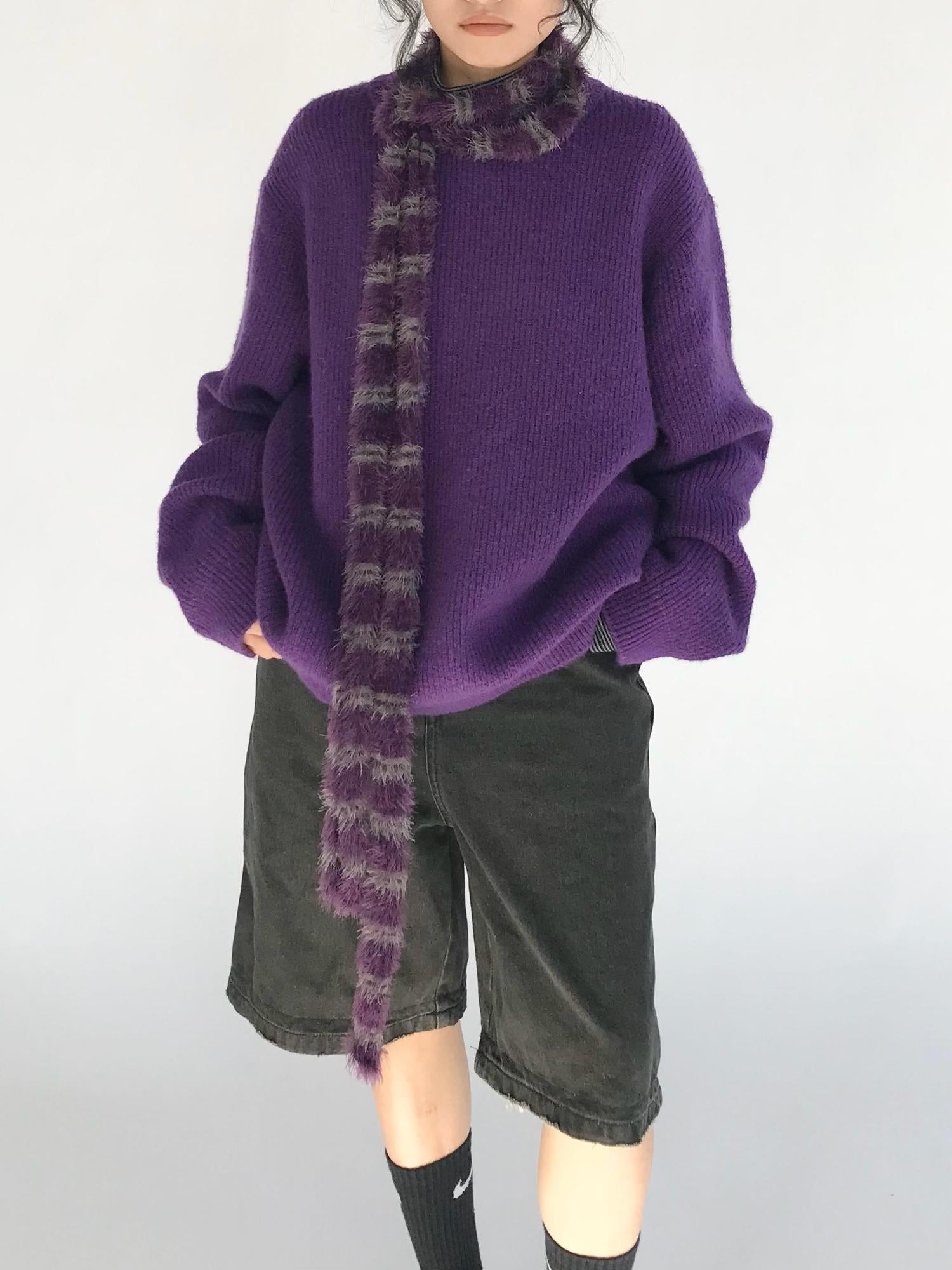 innomoood Feather Light Textured Scarf In Striped Colorblock