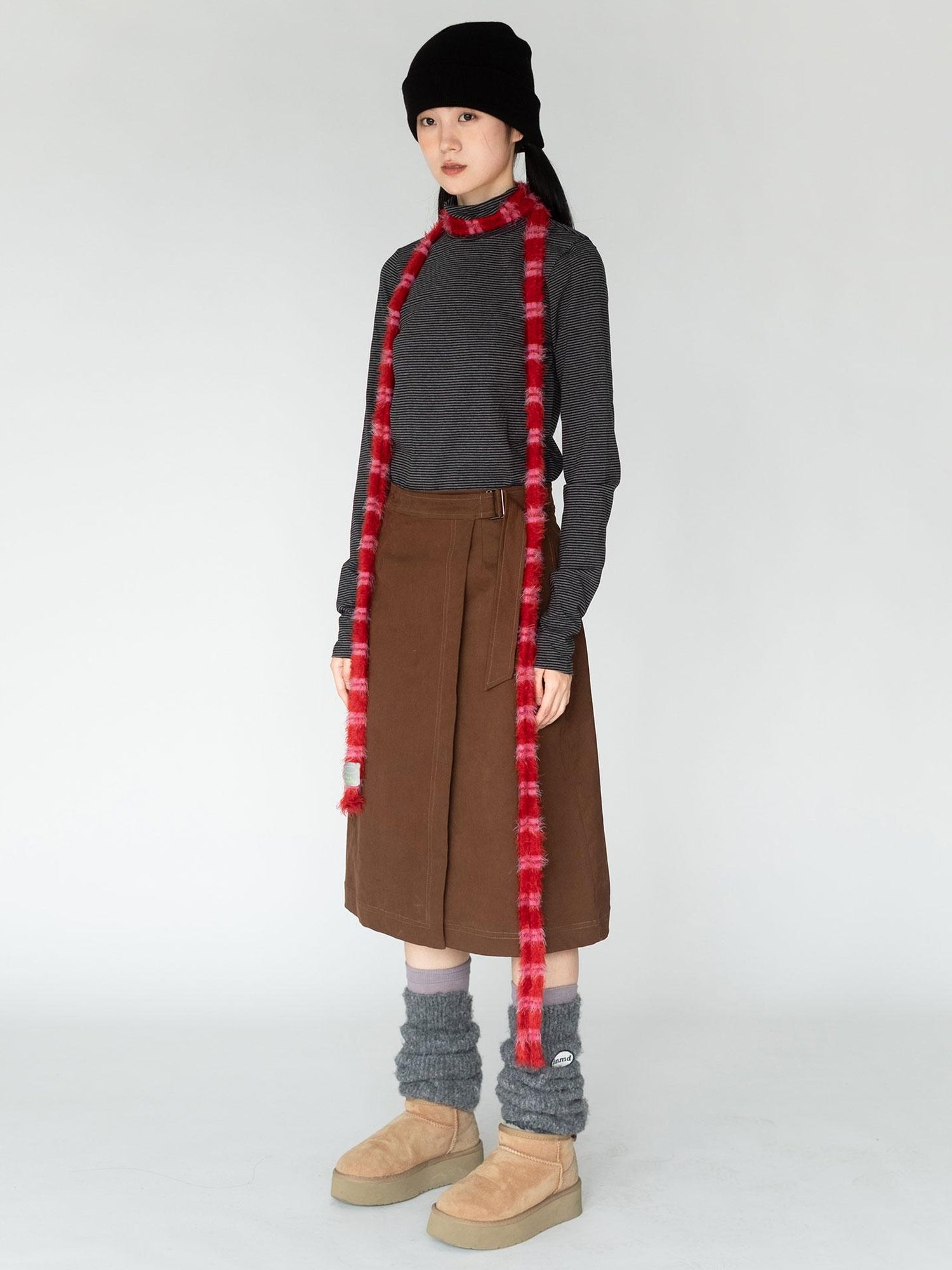 innomoood Feather Light Textured Scarf In Striped Colorblock