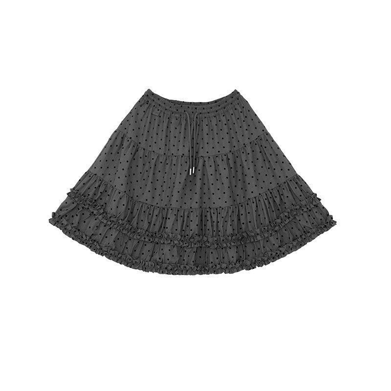 innomoood_Flocked_Polka_Dot_Ruffle_Pleated_Elastic_Waist_Women&