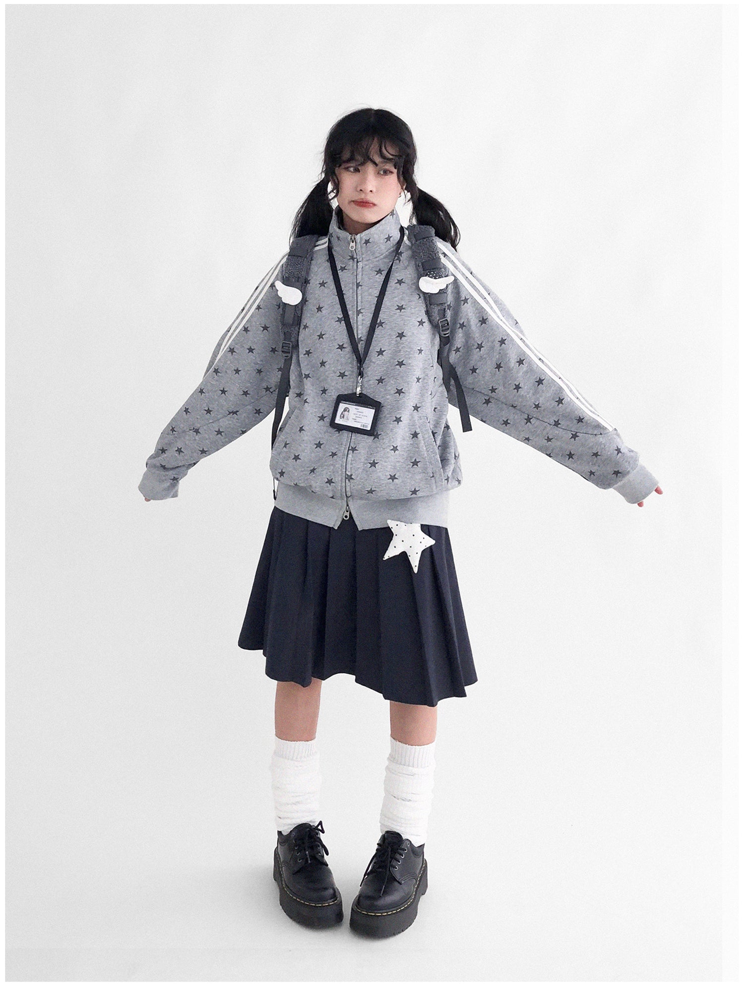 innomoood Fragment Star Print Hooded Sweatshirt