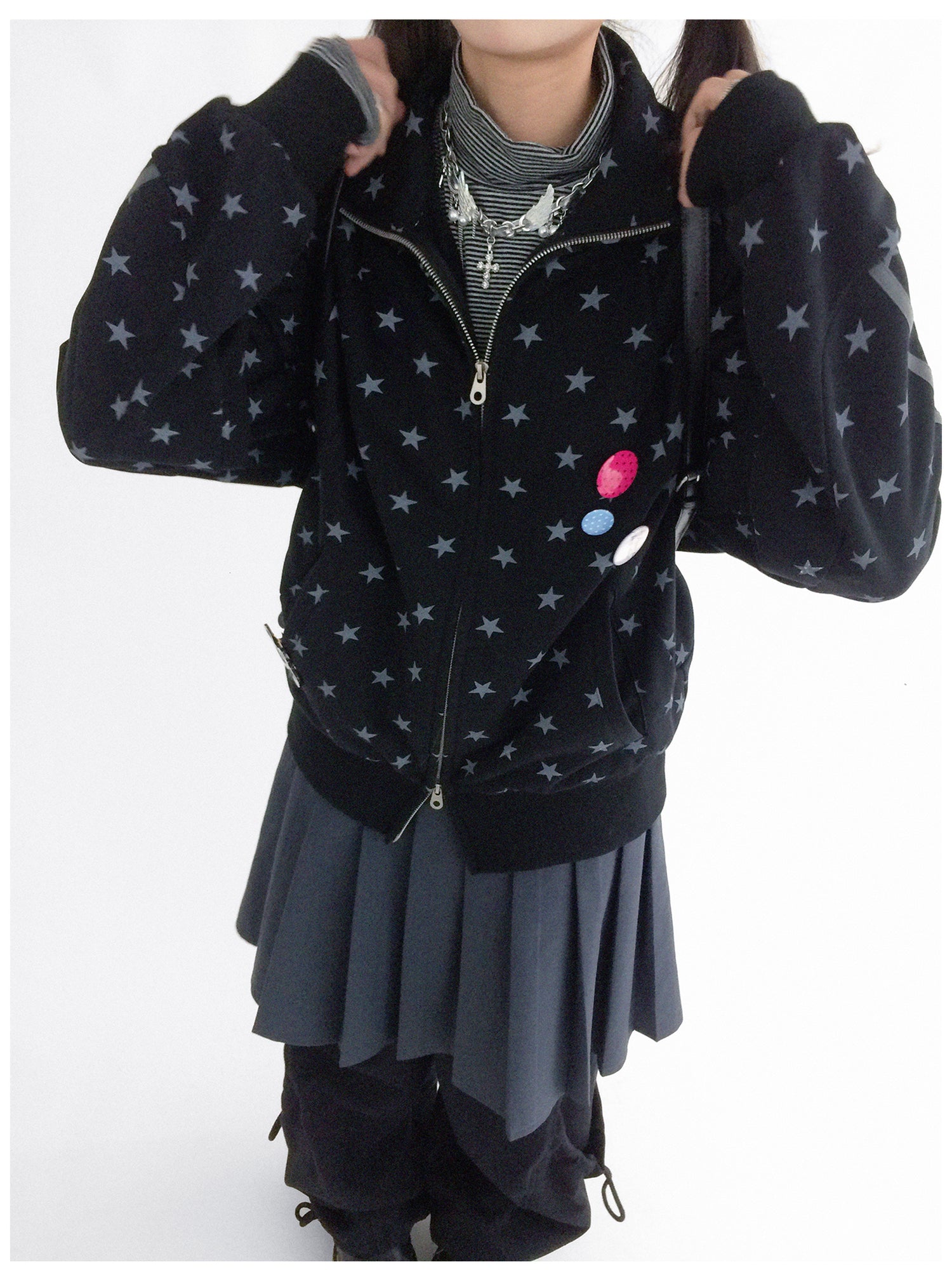 innomoood Fragment Star Print Hooded Sweatshirt