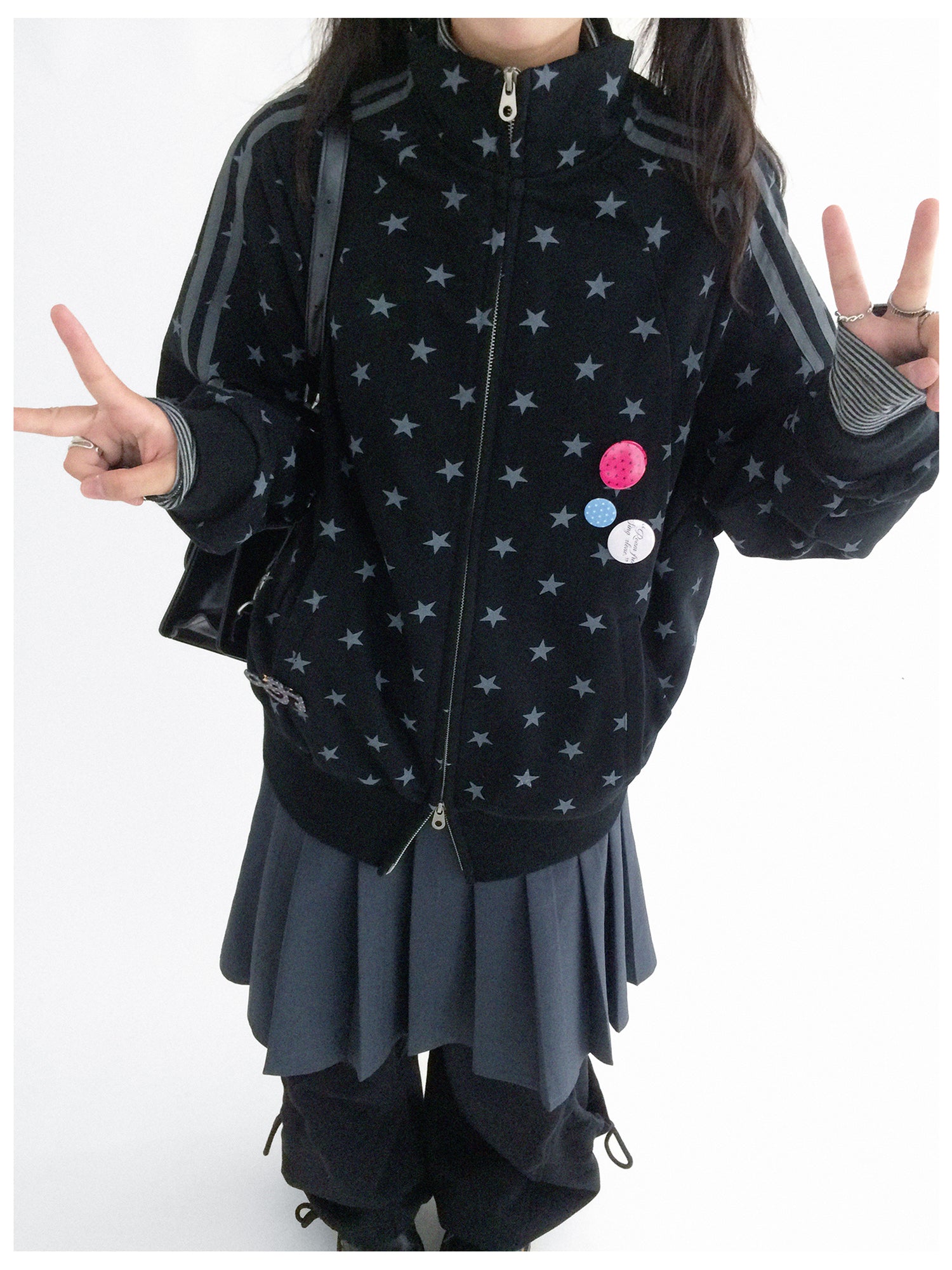innomoood Fragment Star Print Hooded Sweatshirt