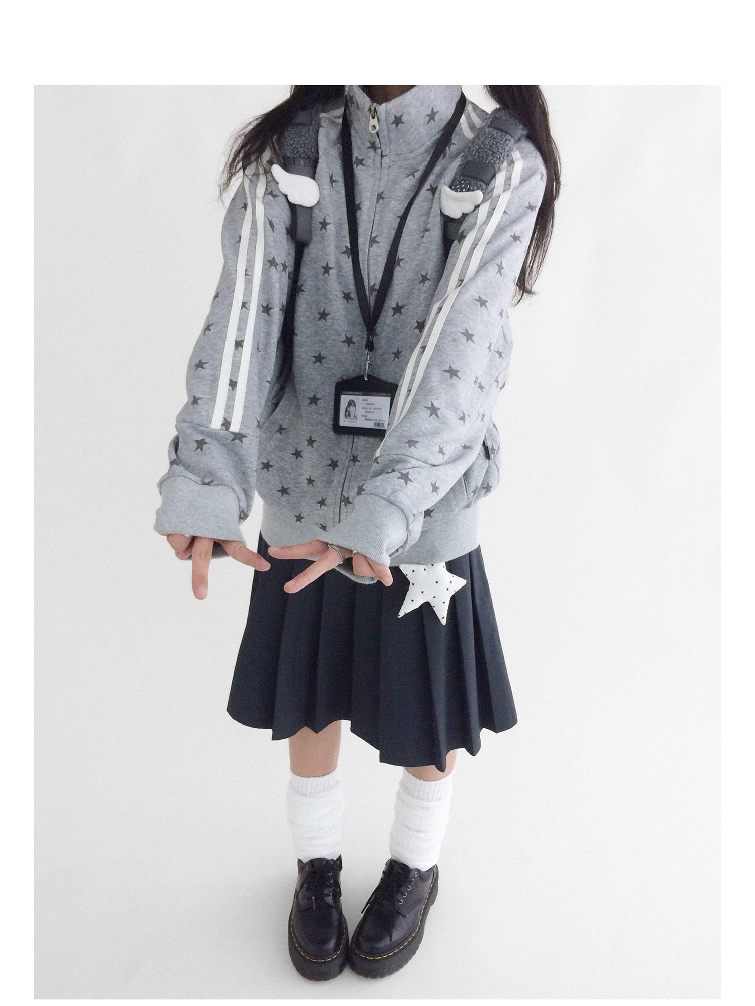 innomoood Fragment Star Print Hooded Sweatshirt