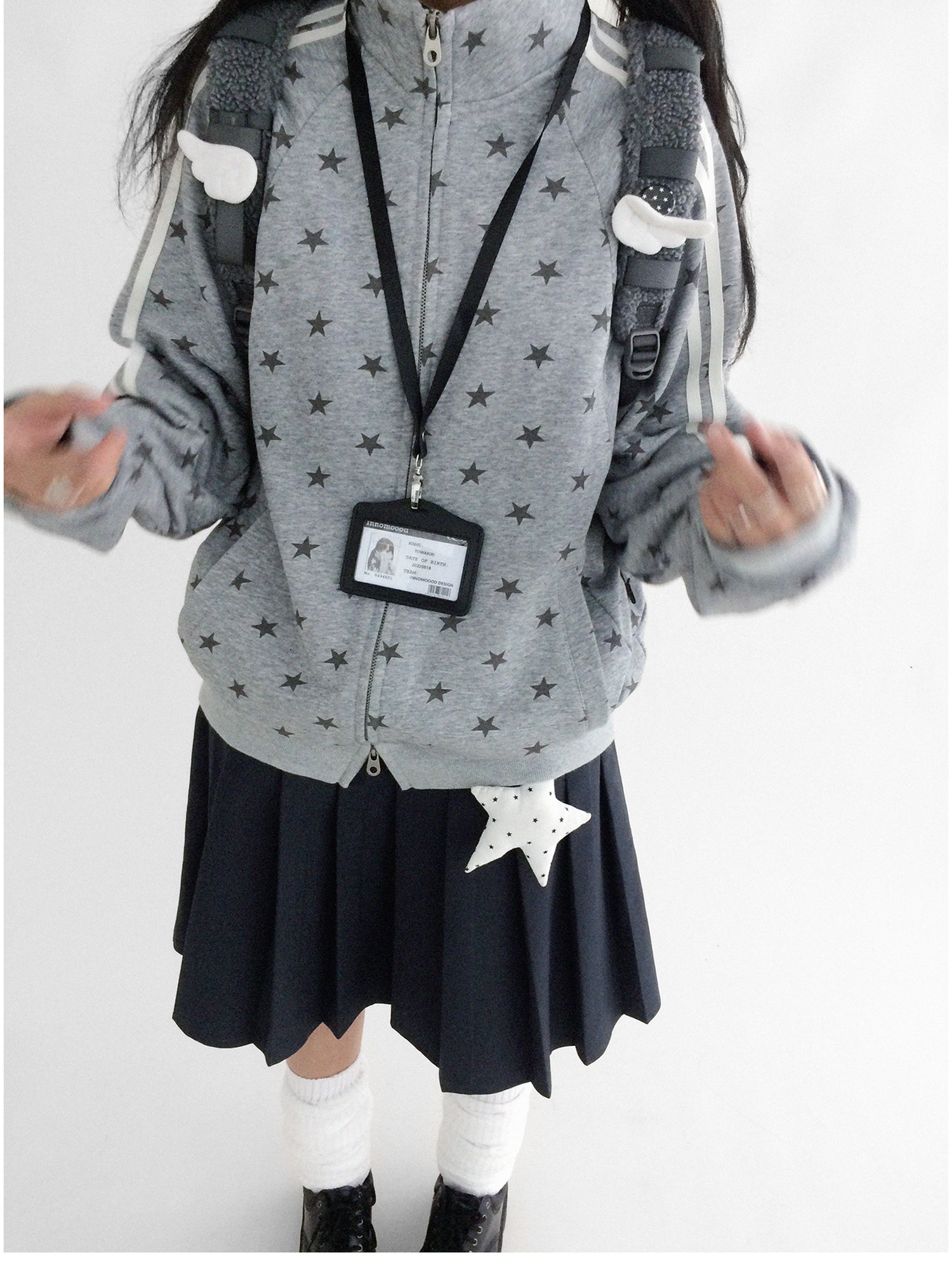innomoood Fragment Star Print Hooded Sweatshirt