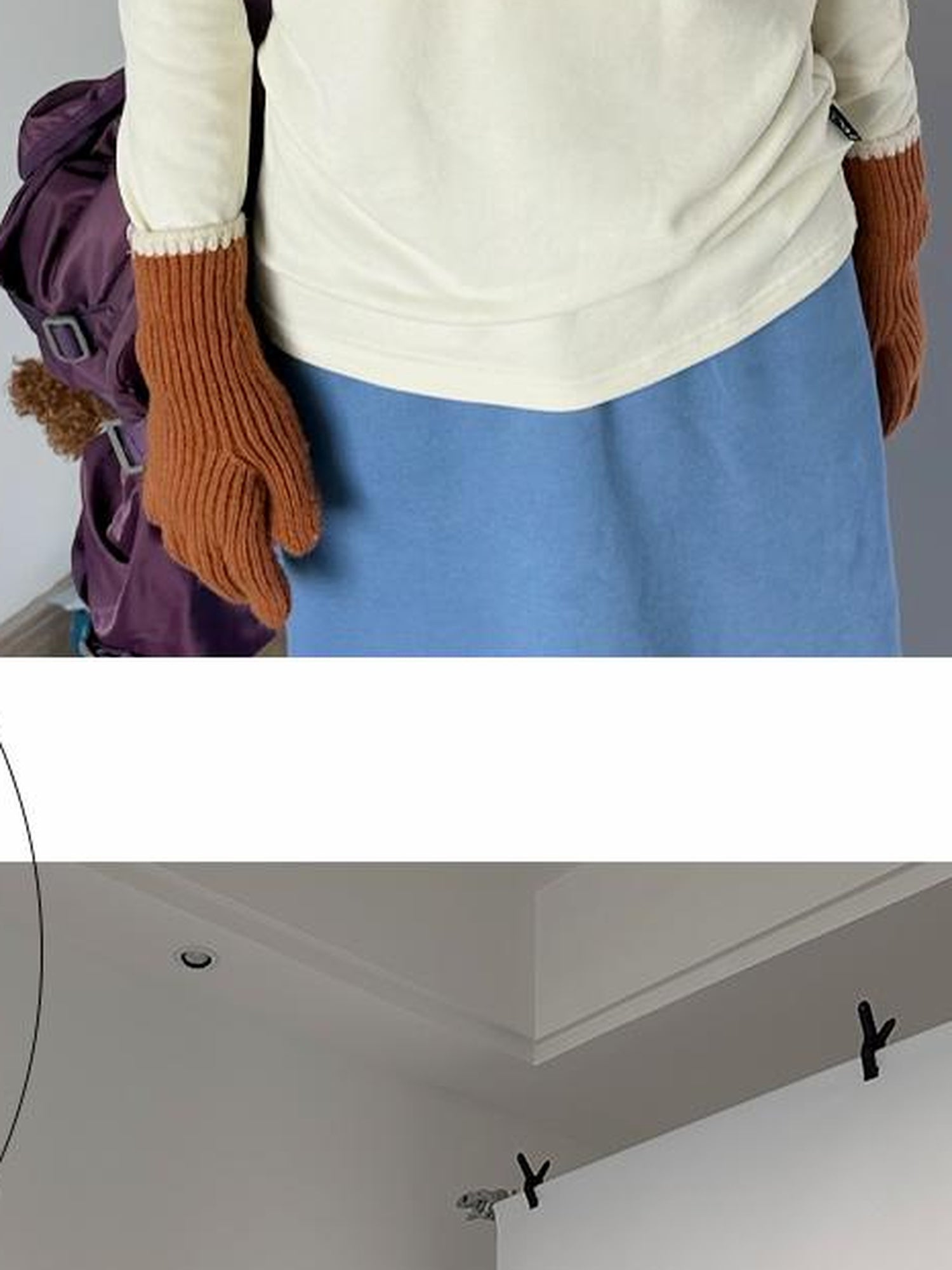 innomoood Fuzzy Print High Neck Cotton Long Sleeve Tee
