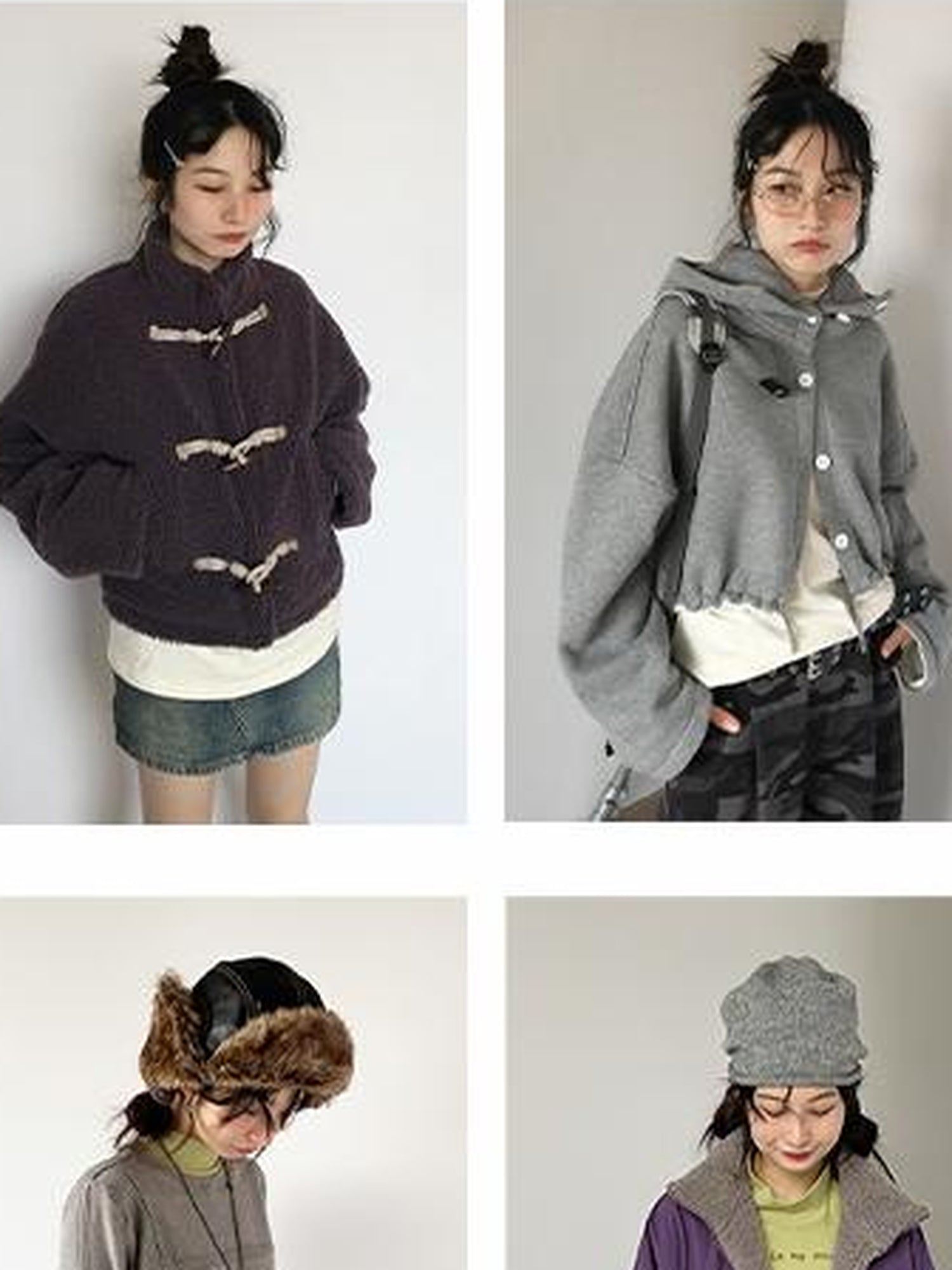 innomoood Fuzzy Print High Neck Cotton Long Sleeve Tee