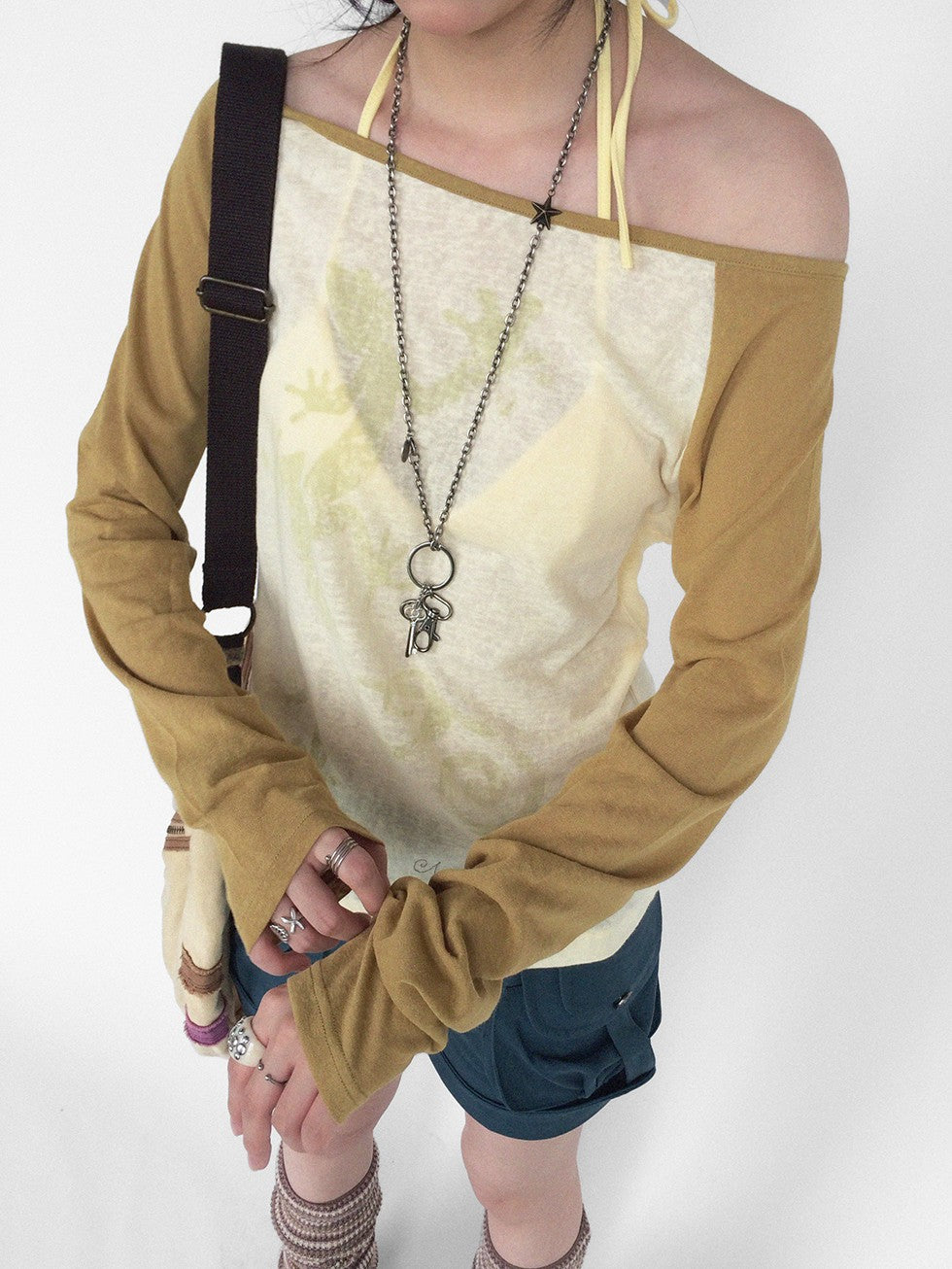 innomoood Gecko Print Color Block Raglan Sleeve Women&