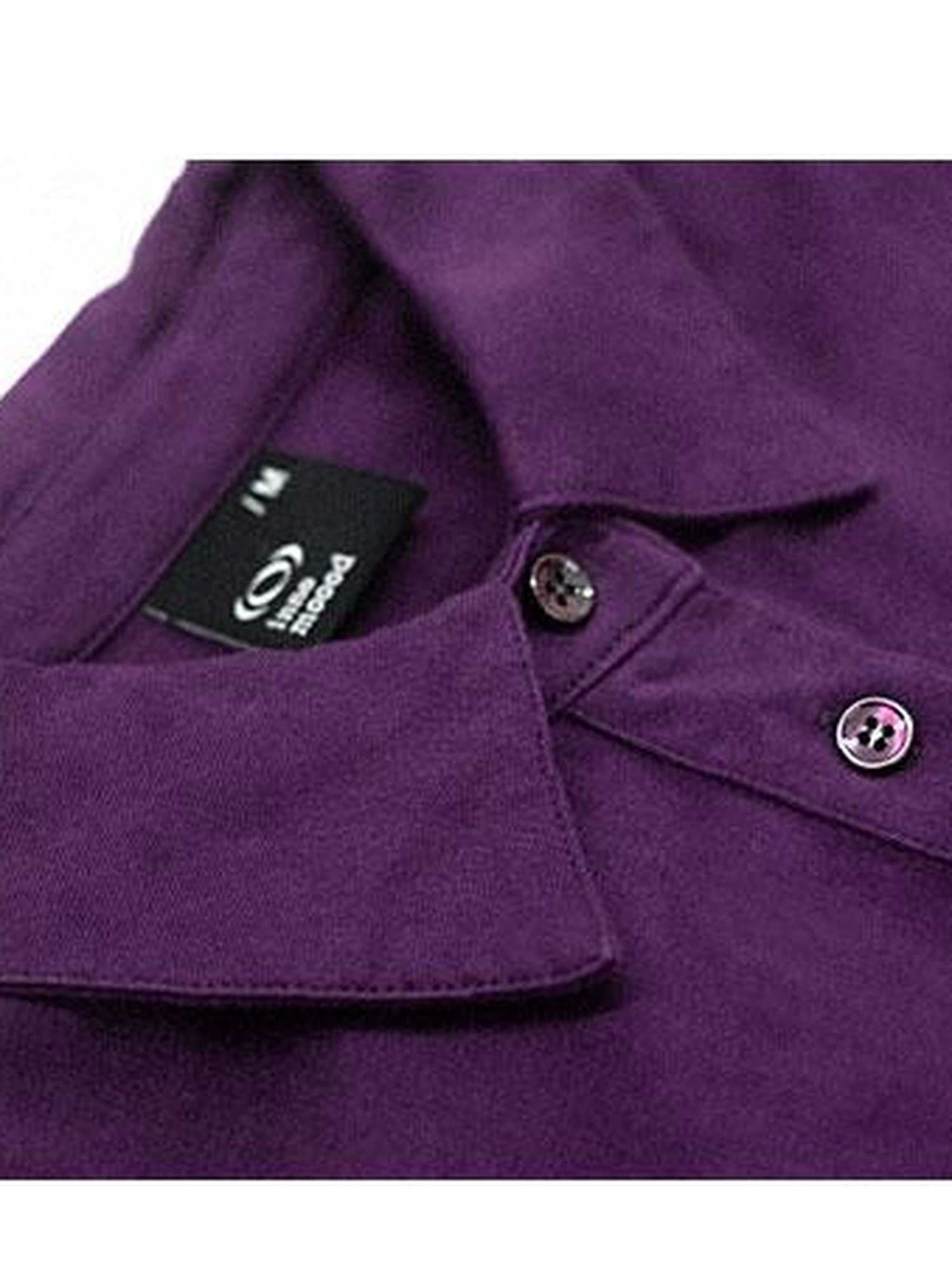 innomoood Geometric Moth Watermark Polo Shirt Grape Purple