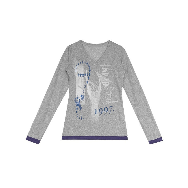 innomoood_Heather_Grey_Distressed_Print_V-neck_Spliced_Women&