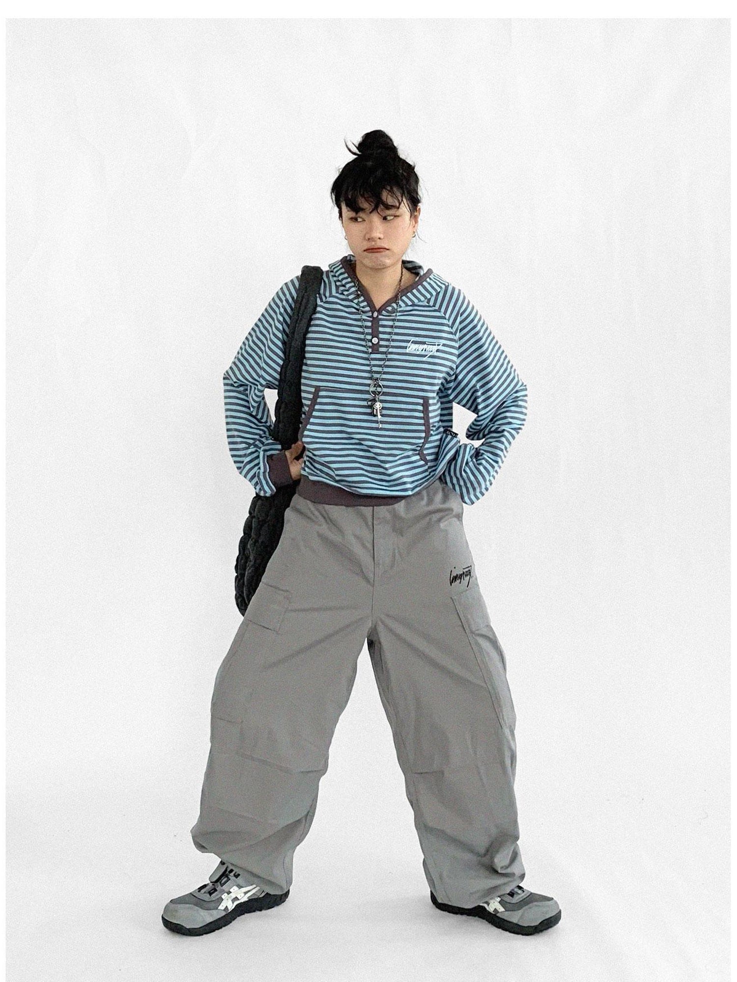 innomoood Heavy Duty Adjustable Cargo Parachute Pants