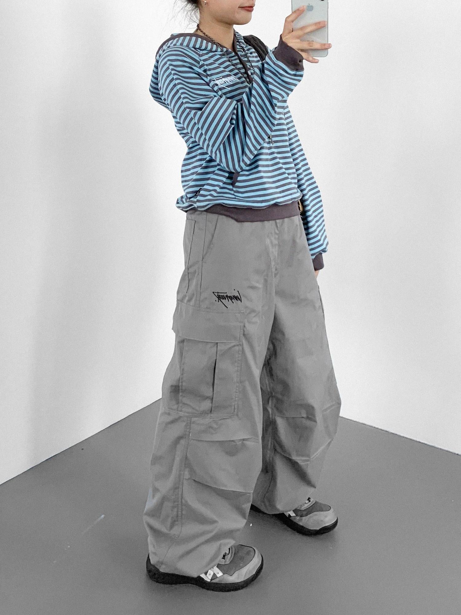 innomoood Heavy Duty Adjustable Cargo Parachute Pants