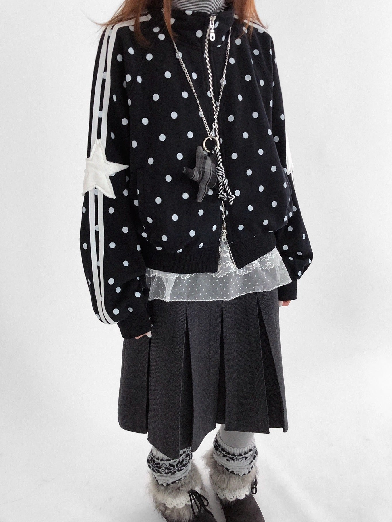 innomoood High Waist Pleated A Line Workwear Women Dark Gray Casual Midi Skirt