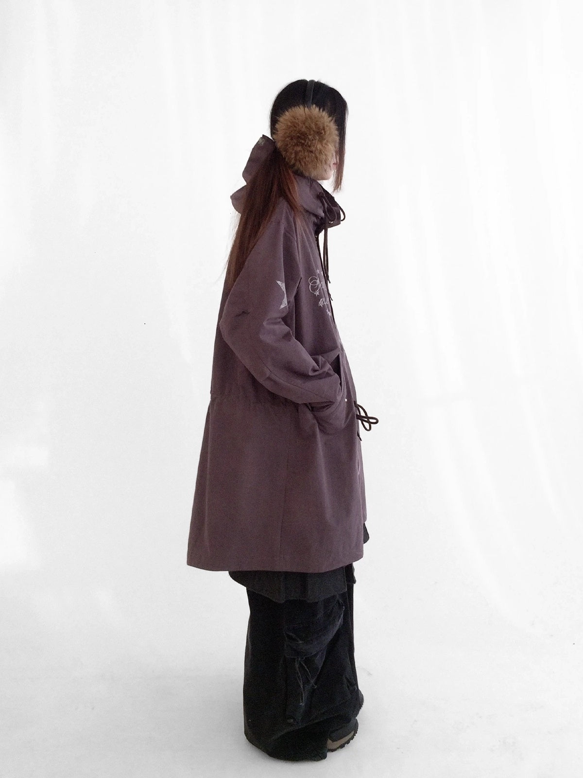 innomoood Insulated Polyester Loose Fit Hooded Midlength Commuter Women Zipper Coat