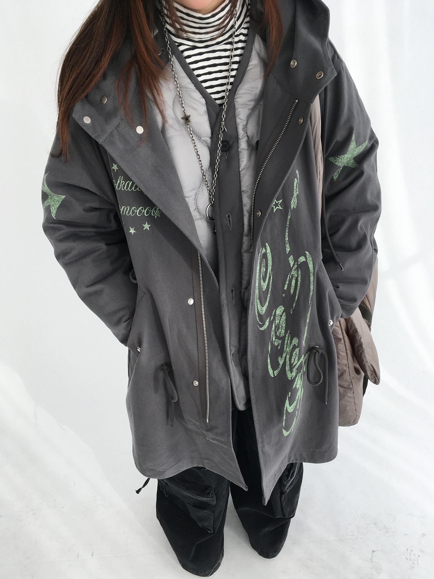 innomoood Insulated Polyester Loose Fit Hooded Midlength Commuter Women Zipper Coat