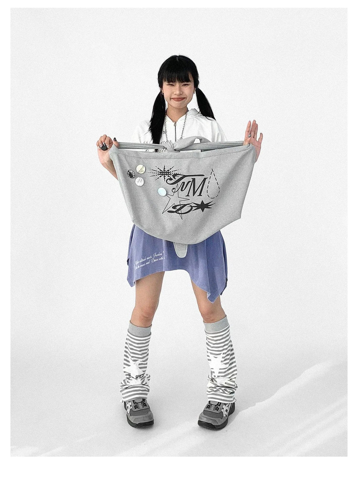 Knitted Dot Star Print Crossbody Bag Adjustable Strap